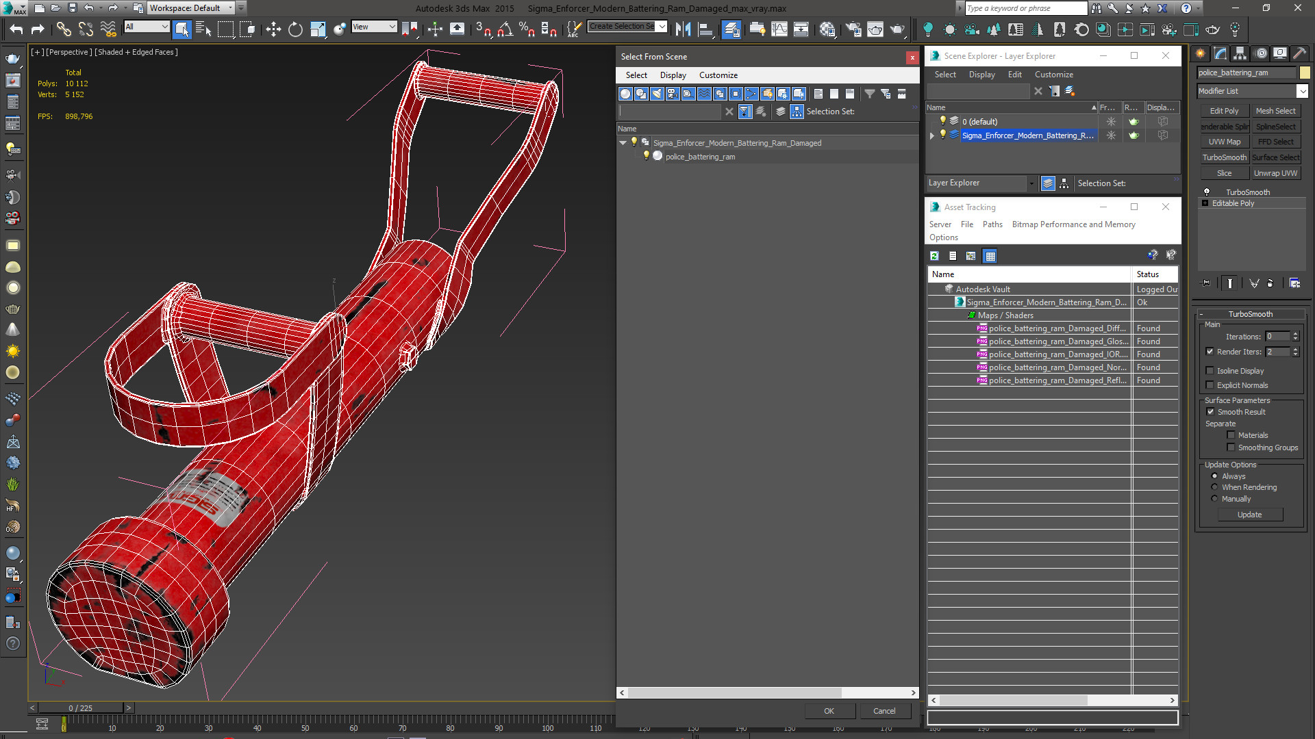 3D Sigma Enforcer Modern Battering Ram Damaged model