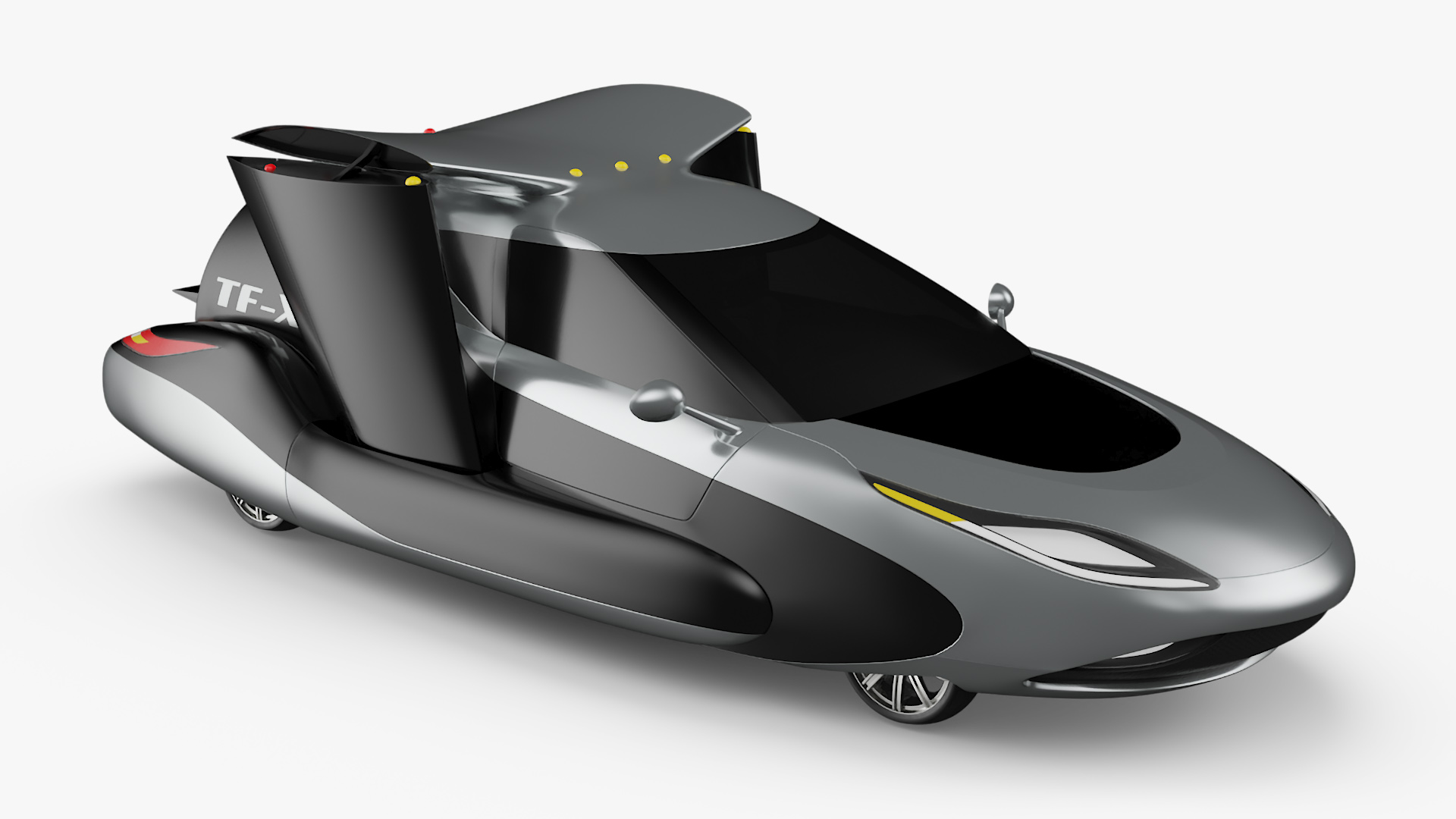 3D model Concept Futuristic Flying Car Rigged for Cinema 4D