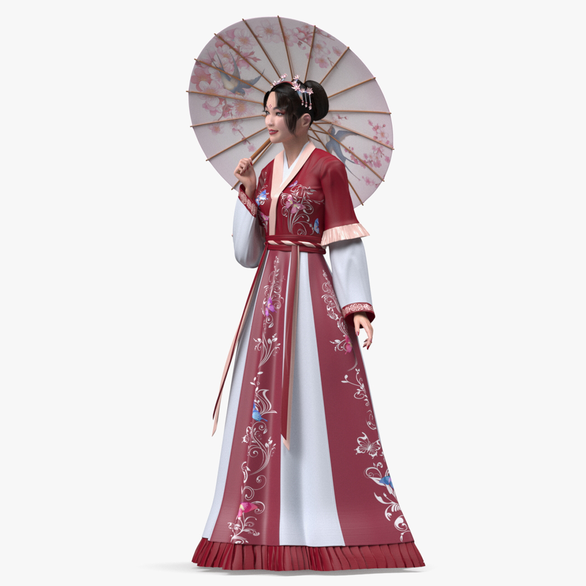 3D Traditional Chinese Woman Rigged for Cinema 4D