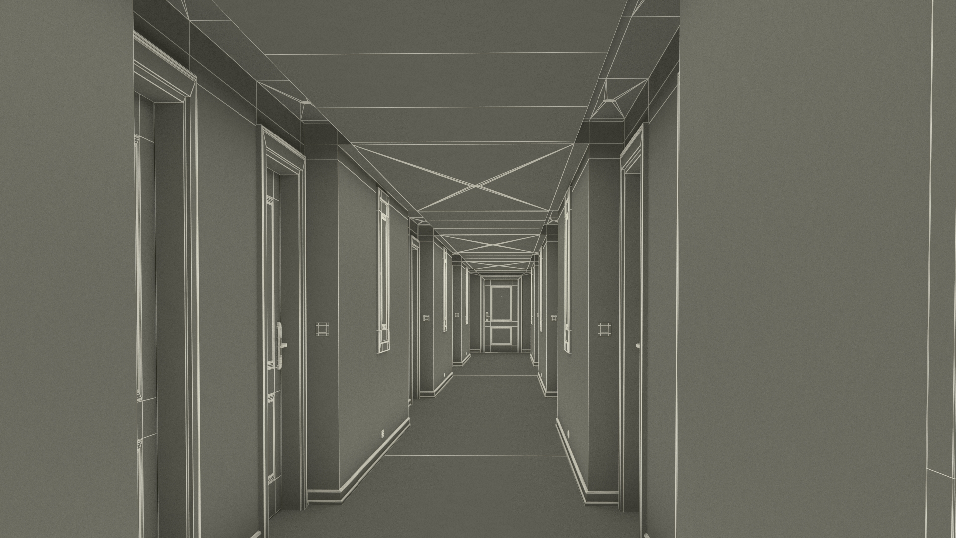 3D model Hotel Corridor Brown