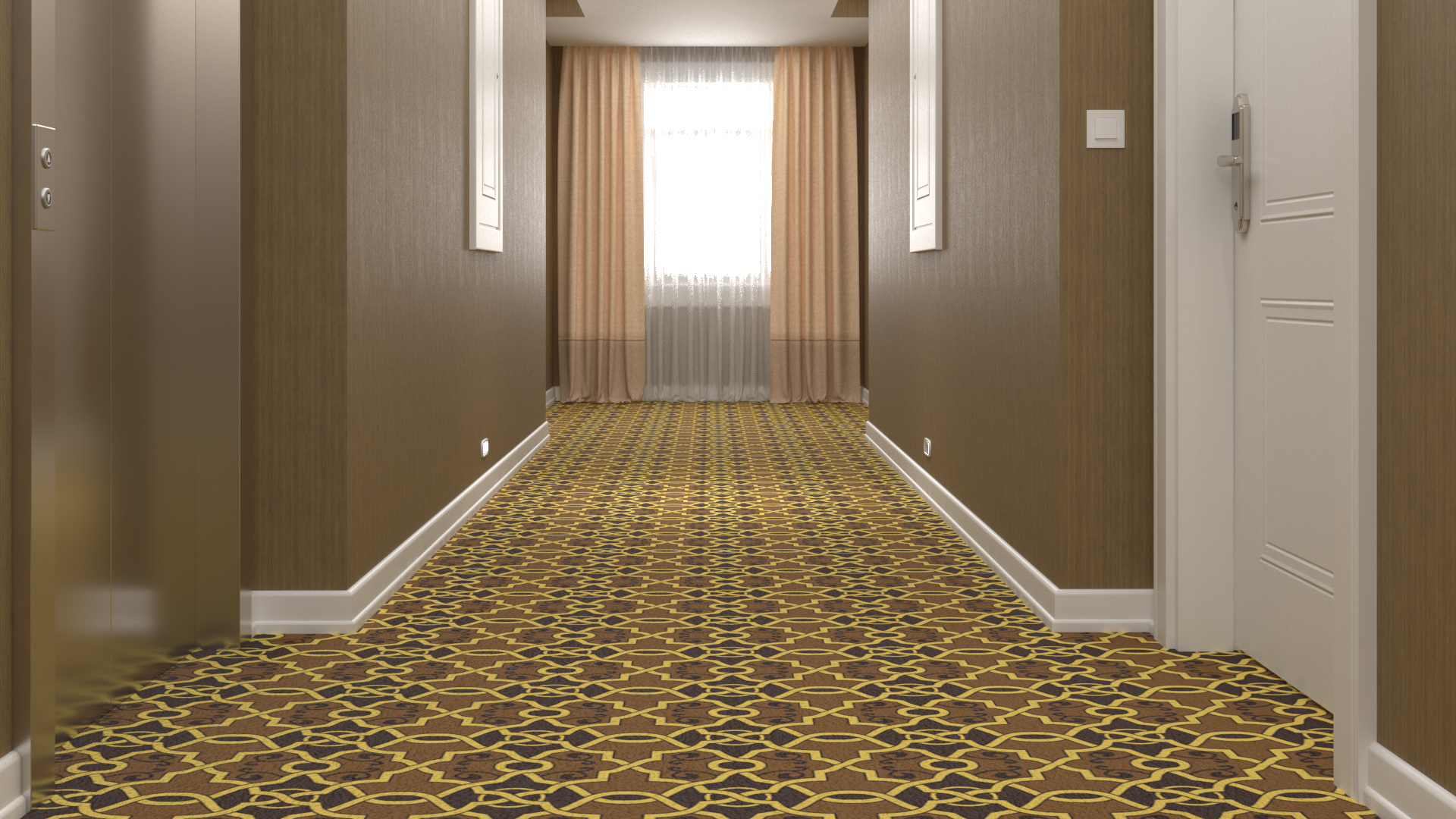 3D model Hotel Corridor Brown