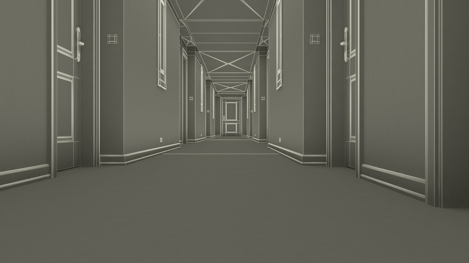 3D model Hotel Corridor Brown