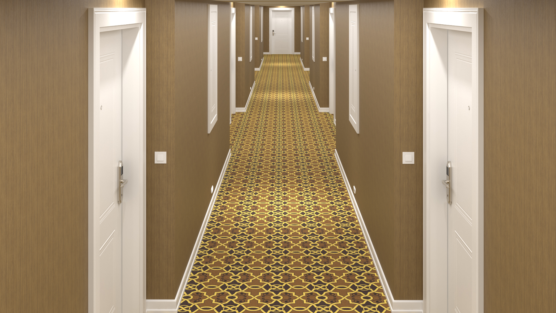 3D model Hotel Corridor Brown