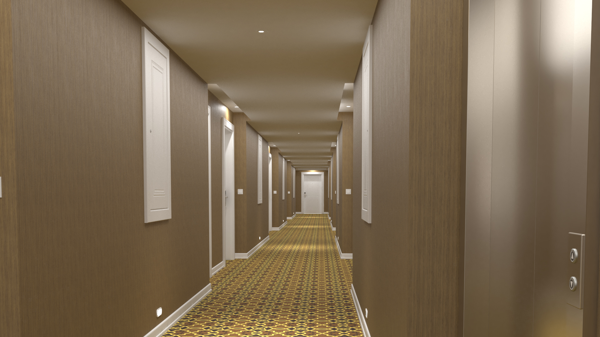 3D model Hotel Corridor Brown