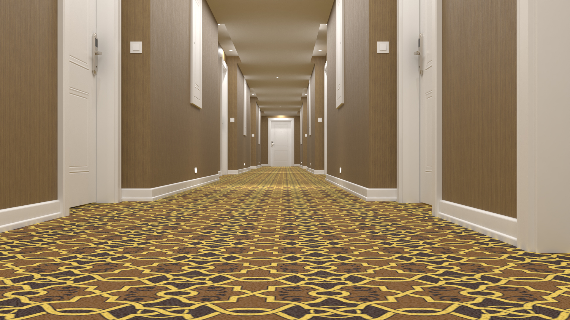 3D model Hotel Corridor Brown