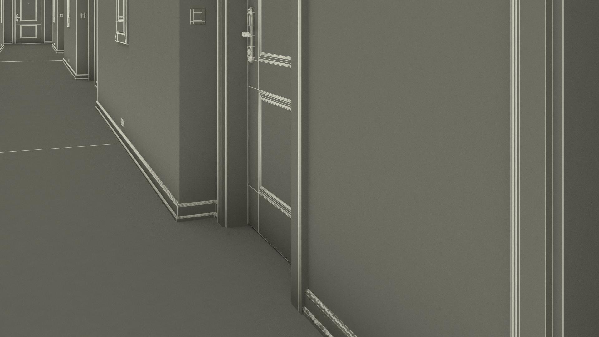 3D model Hotel Corridor Brown