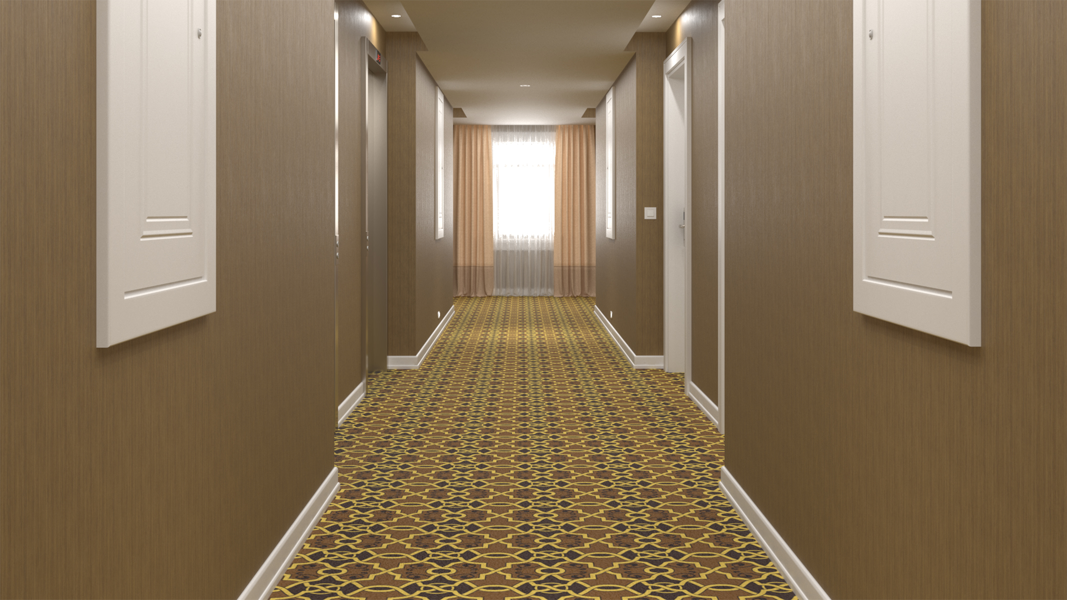 3D model Hotel Corridor Brown