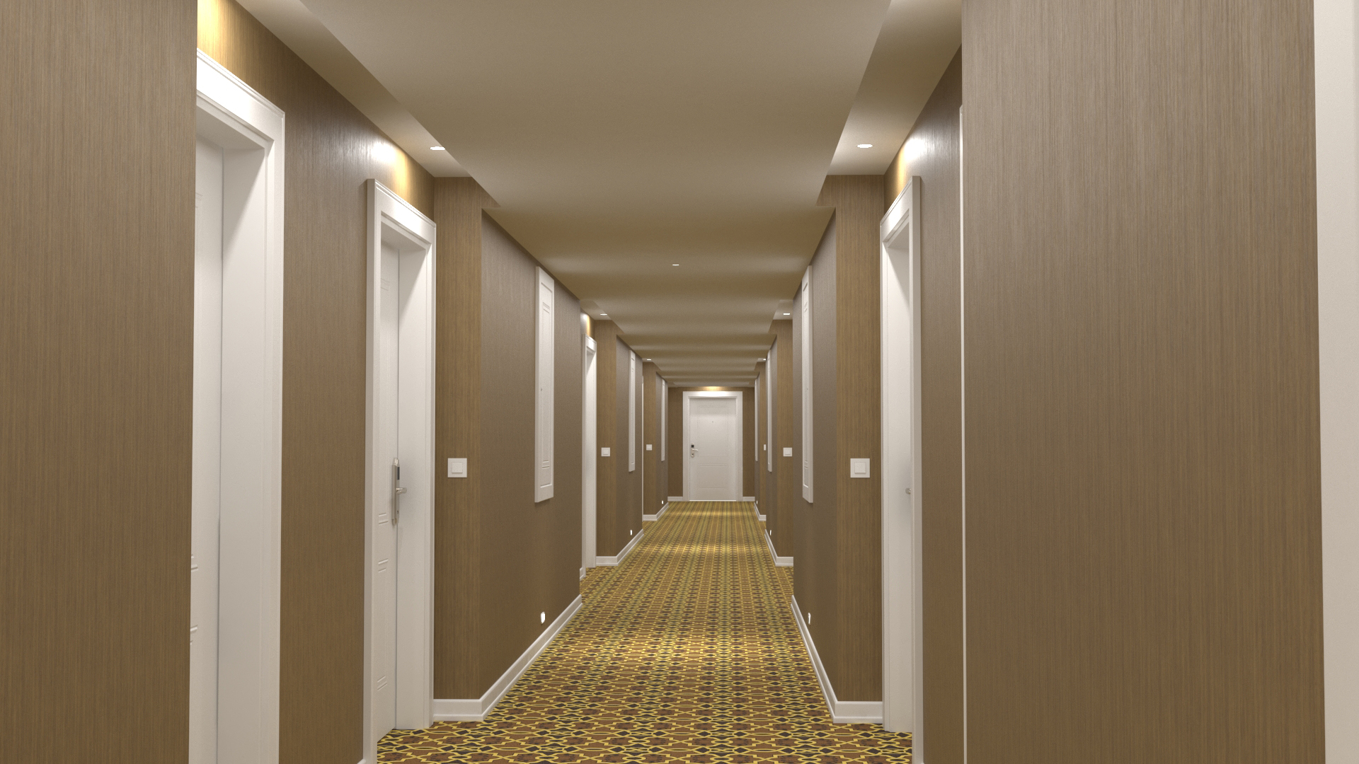 3D model Hotel Corridor Brown