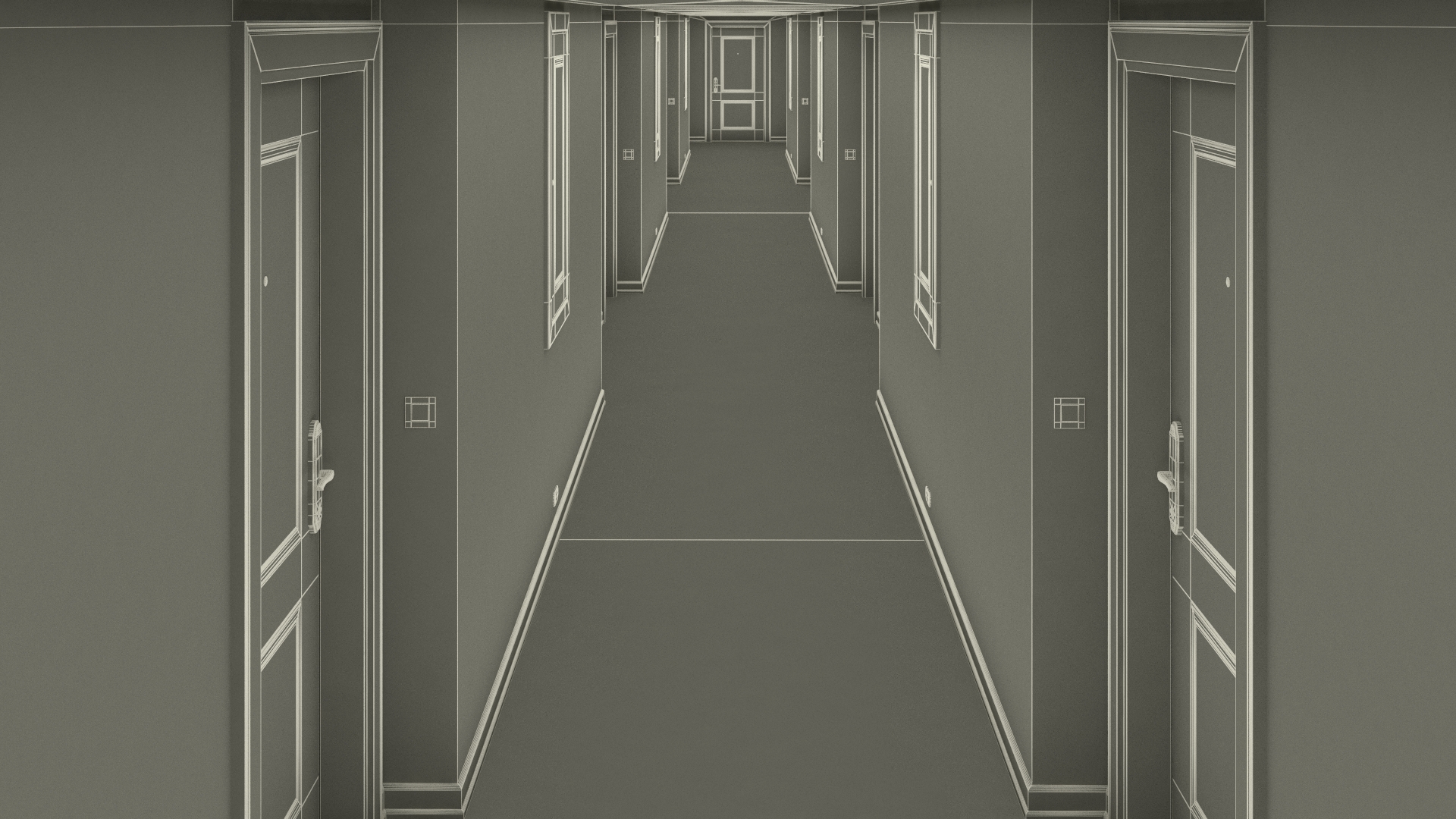 3D model Hotel Corridor Brown