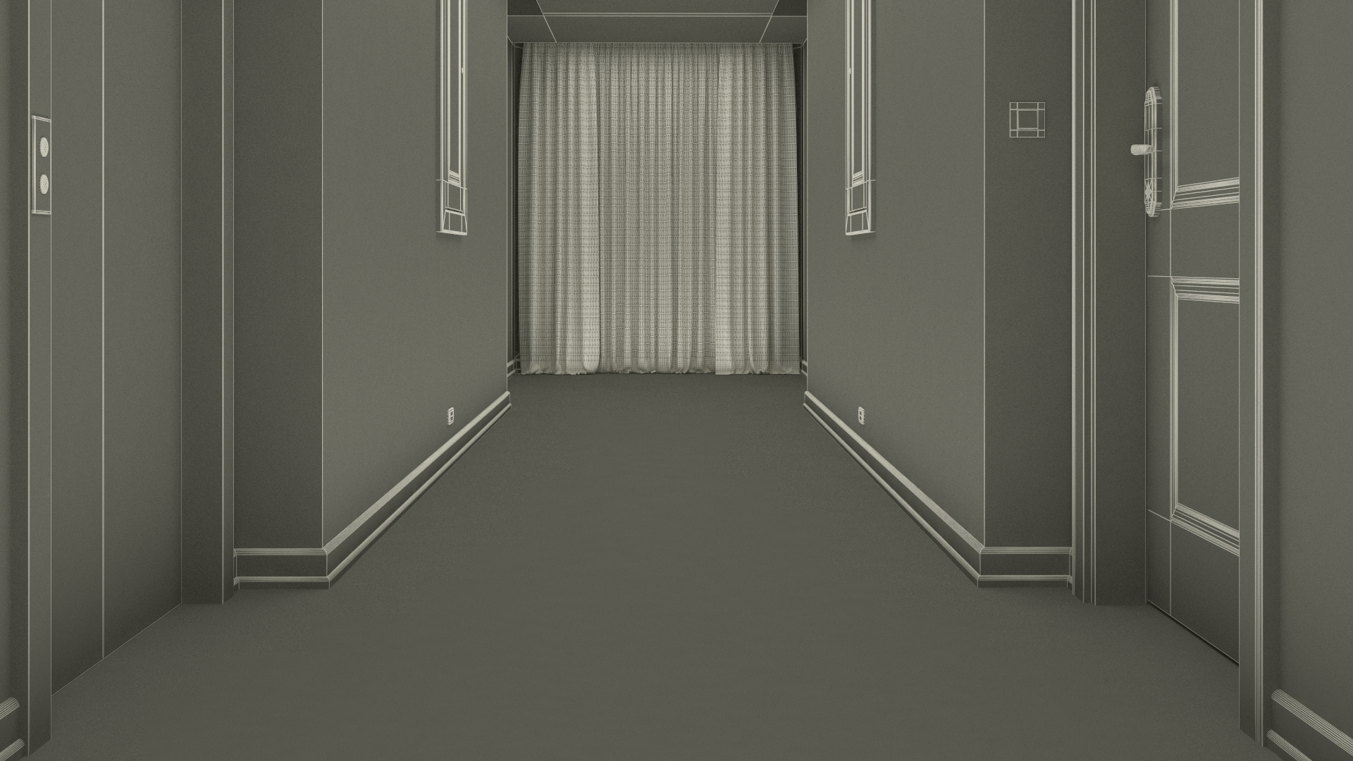 3D model Hotel Corridor Brown