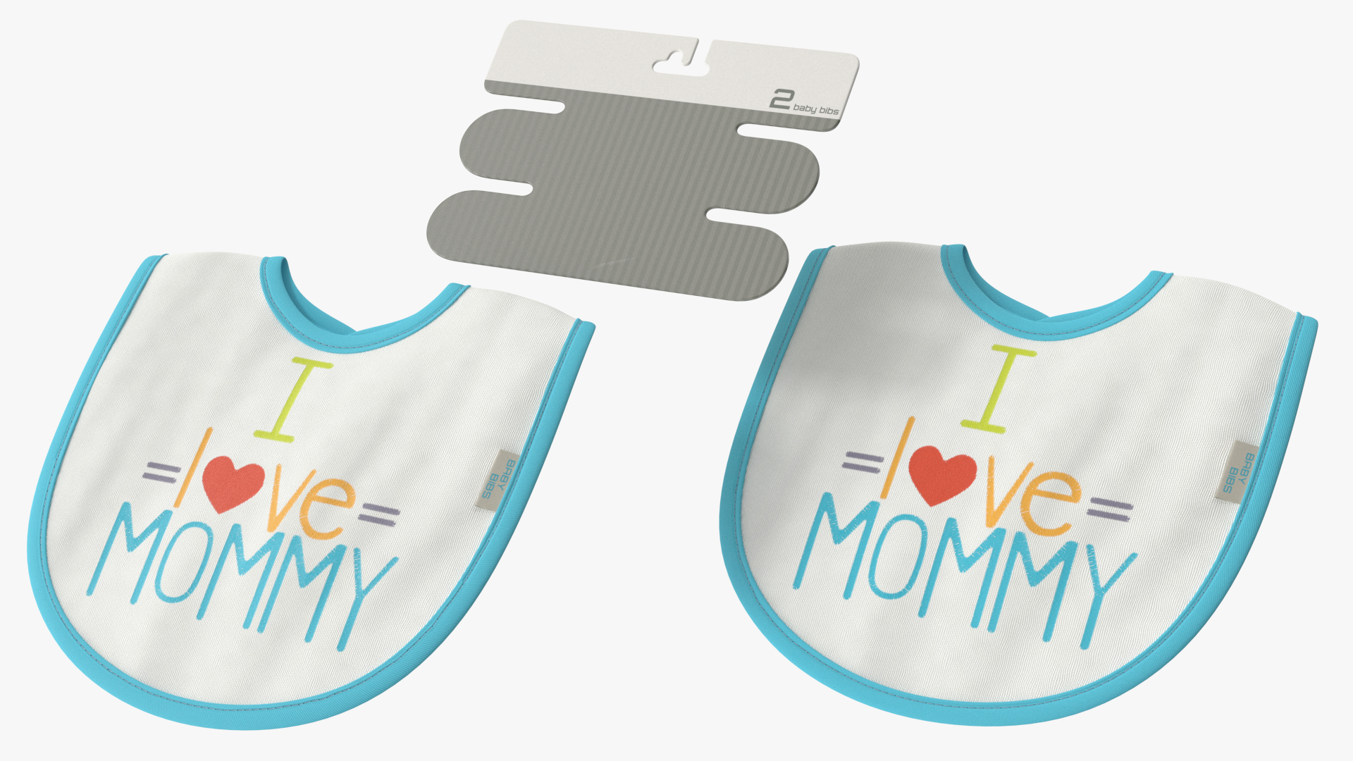 I Love Mommy Baby Bibs on Hanger 3D