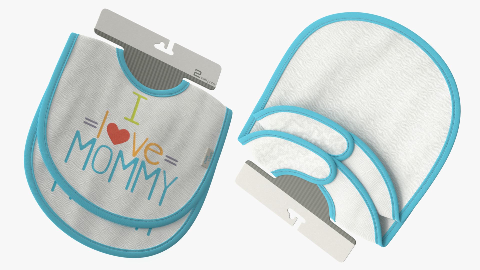 I Love Mommy Baby Bibs on Hanger 3D