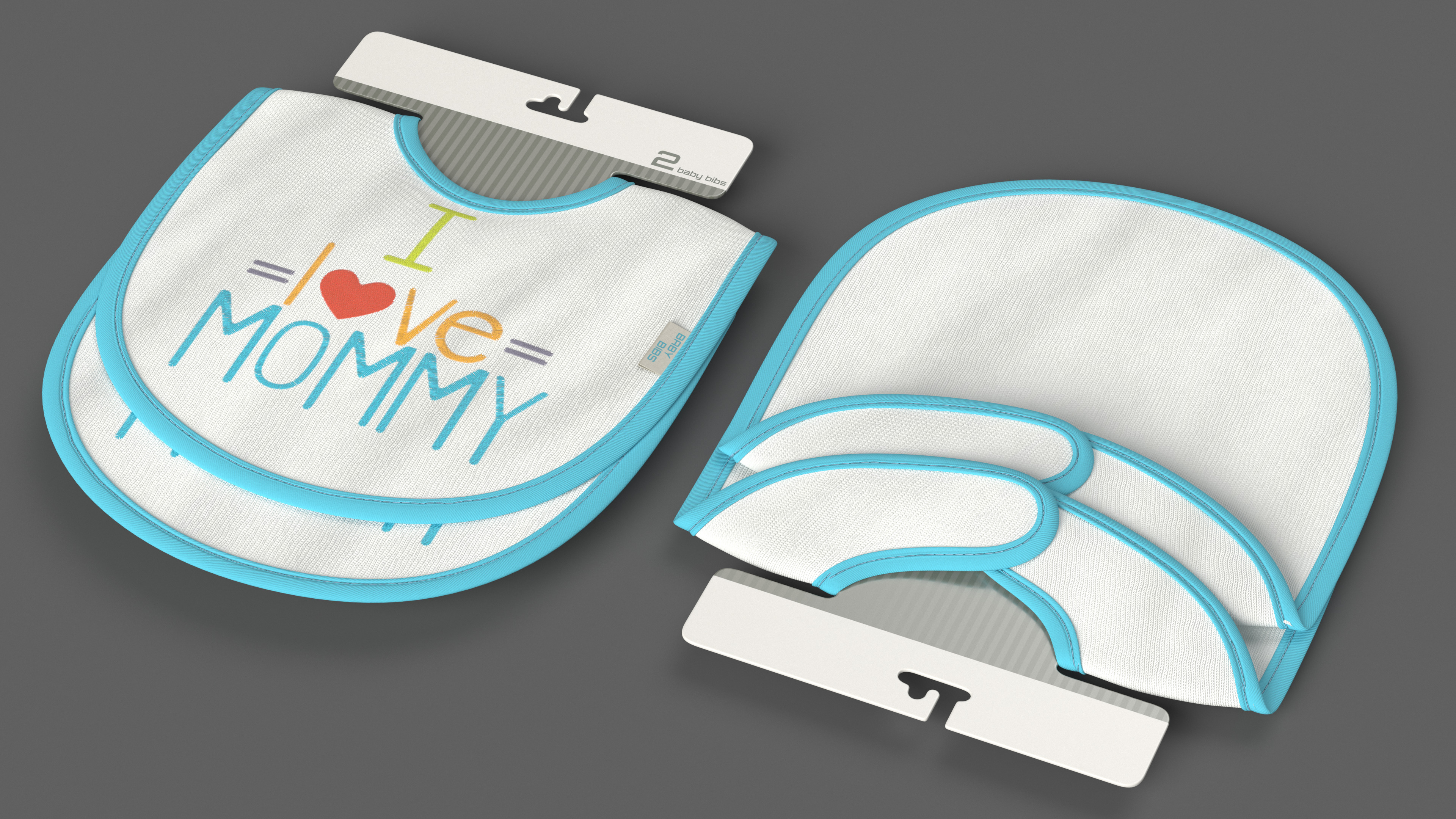 I Love Mommy Baby Bibs on Hanger 3D