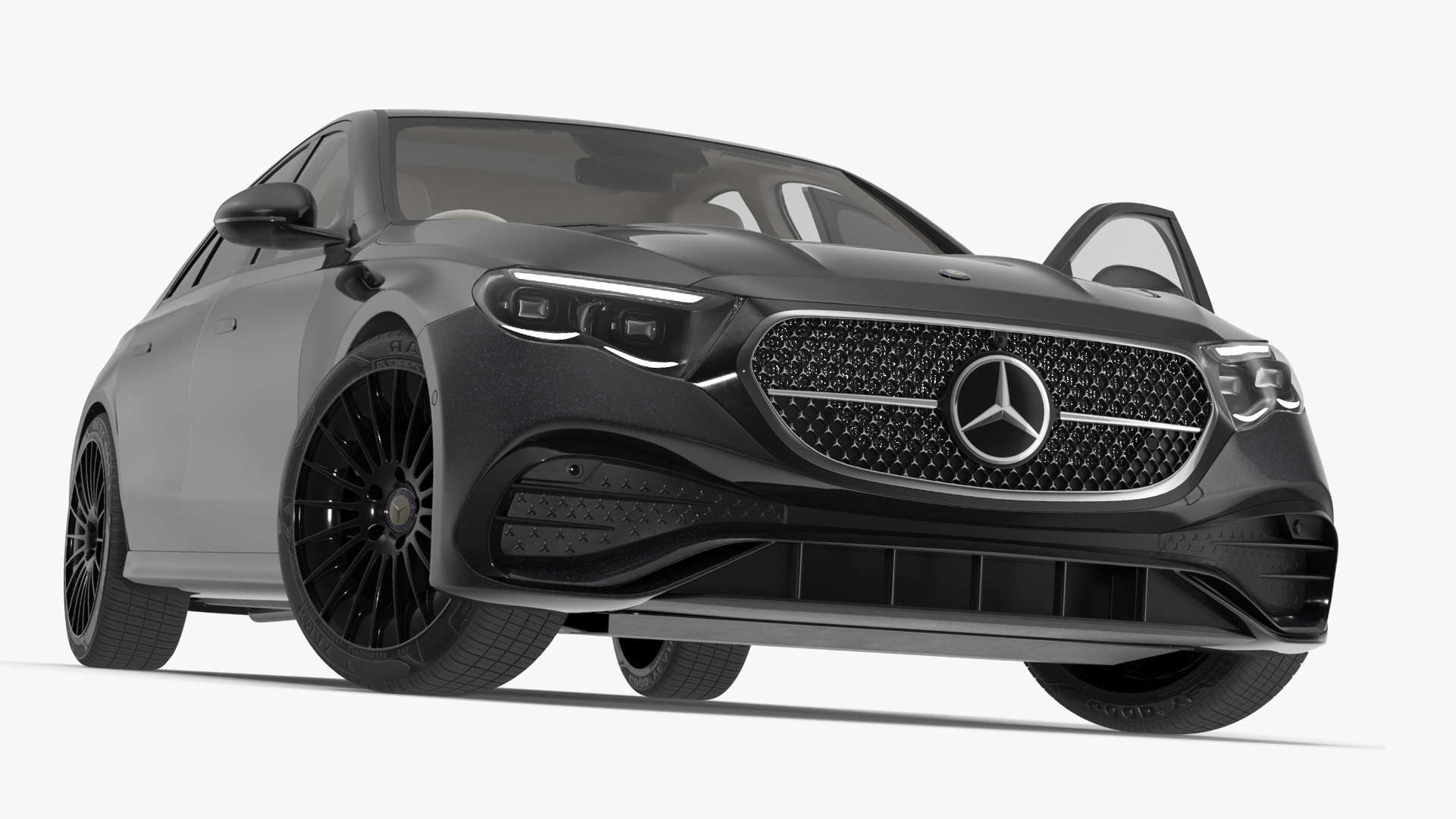 3D Mercedes E-Class 2023 Black Rigged for Cinema 4D model