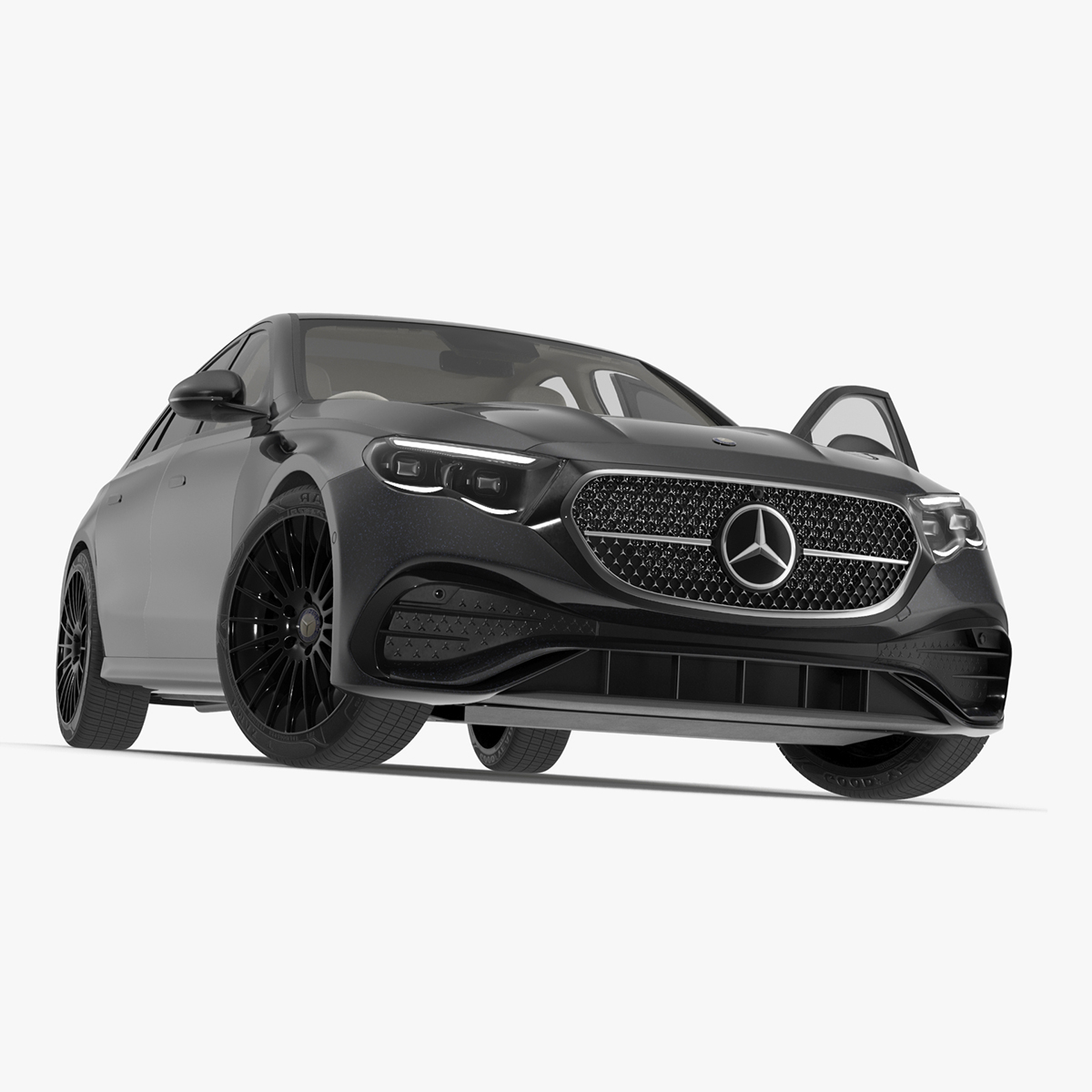 3D Mercedes E-Class 2023 Black Rigged for Cinema 4D model