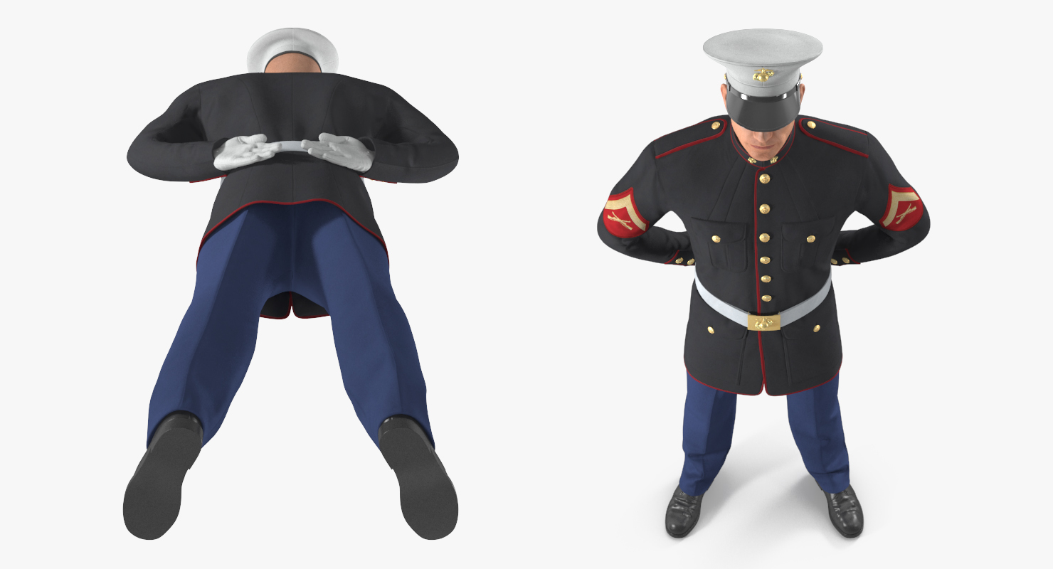 USMC US Marine Officer Wearing Parade Uniform Standing Pose 3D model