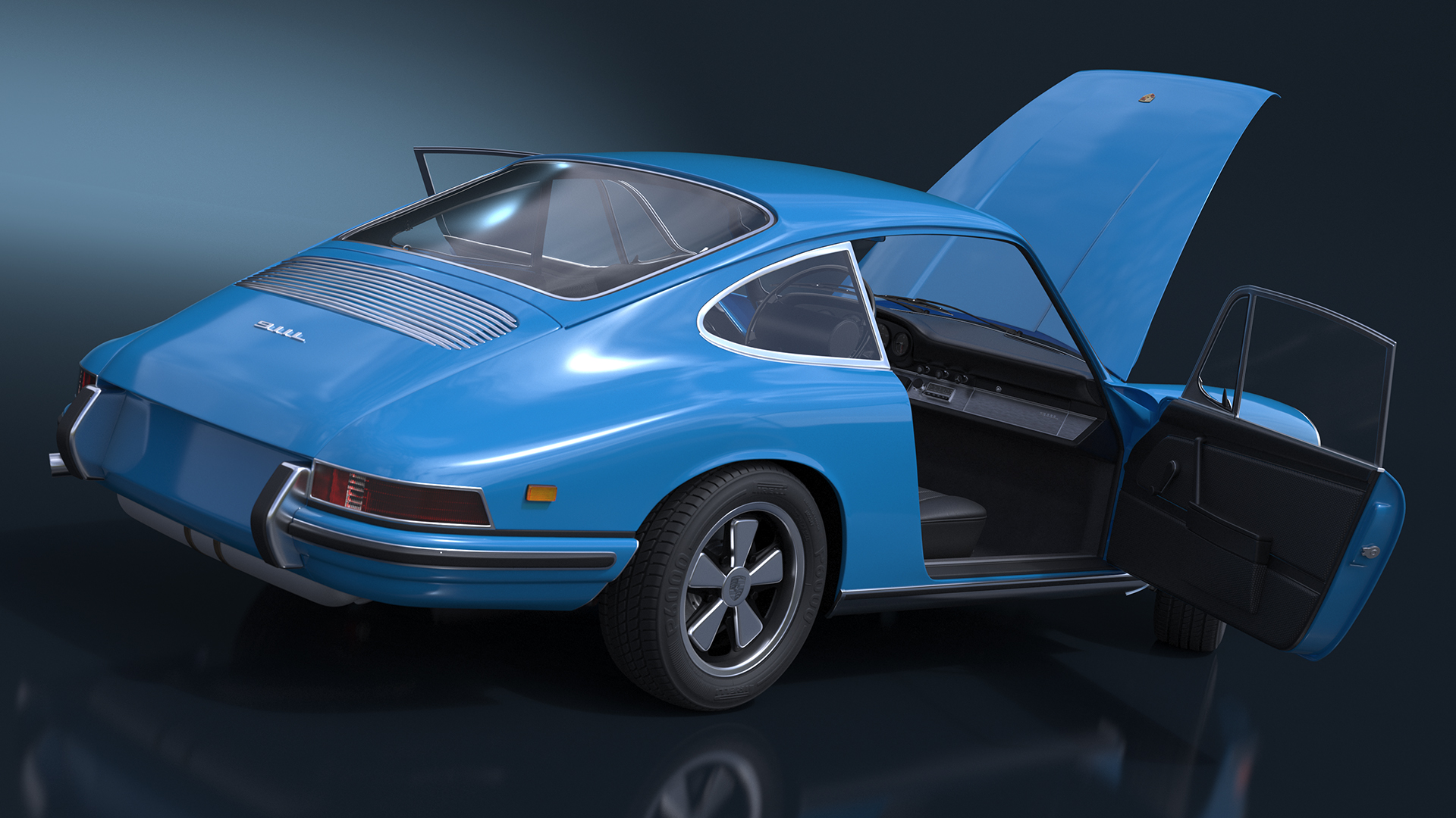 Porsche 911 1968 Blue Rigged for Cinema 4D 3D