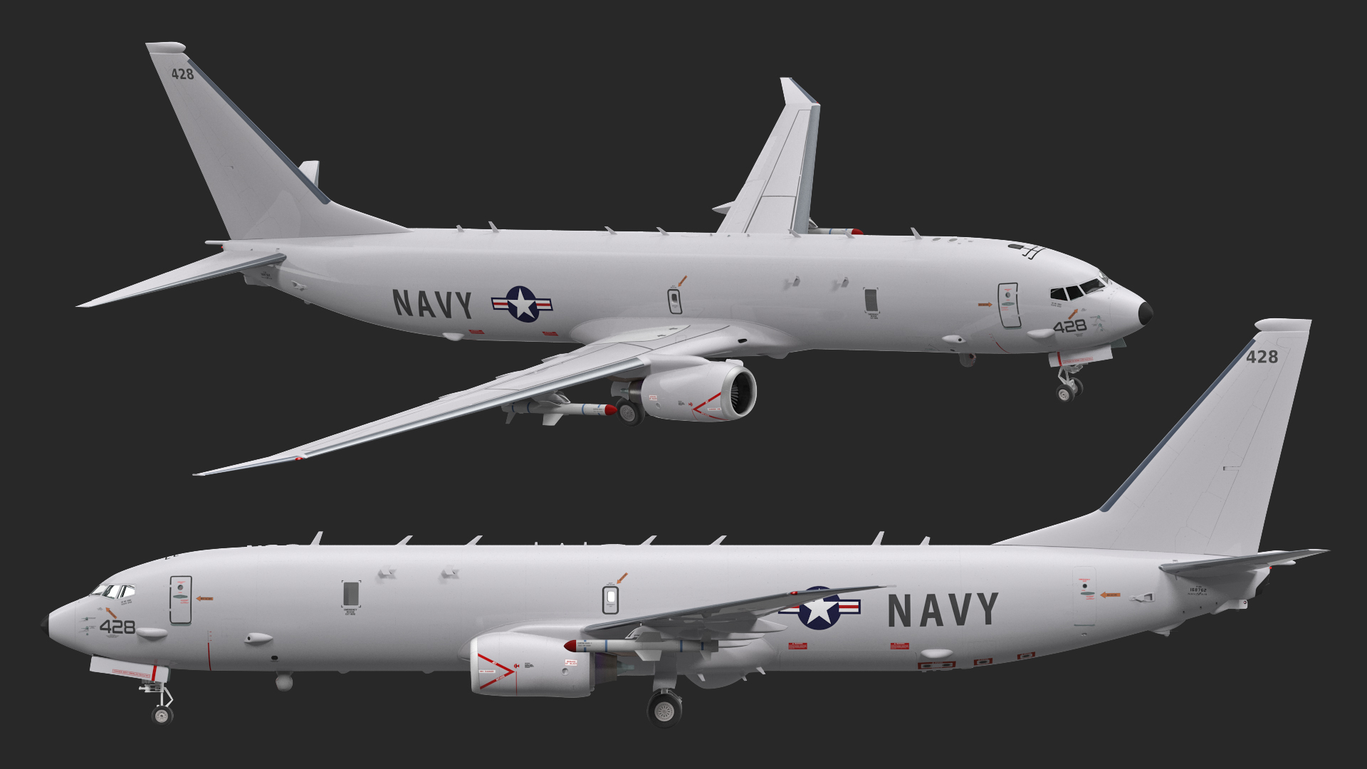 Boeing P-8 Poseidon Military Aircraft Rigged 3D model