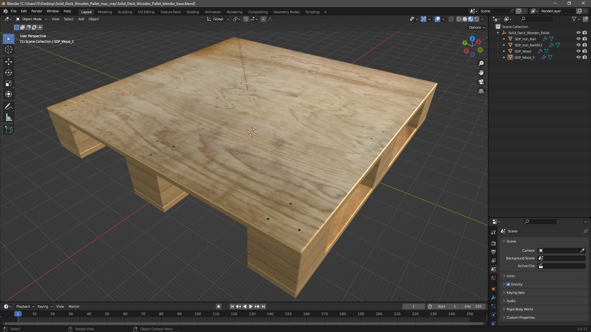 Solid Deck Wooden Pallet 3D model