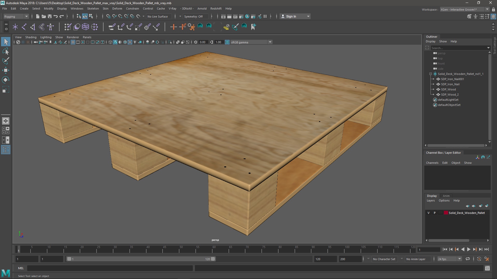 Solid Deck Wooden Pallet 3D model