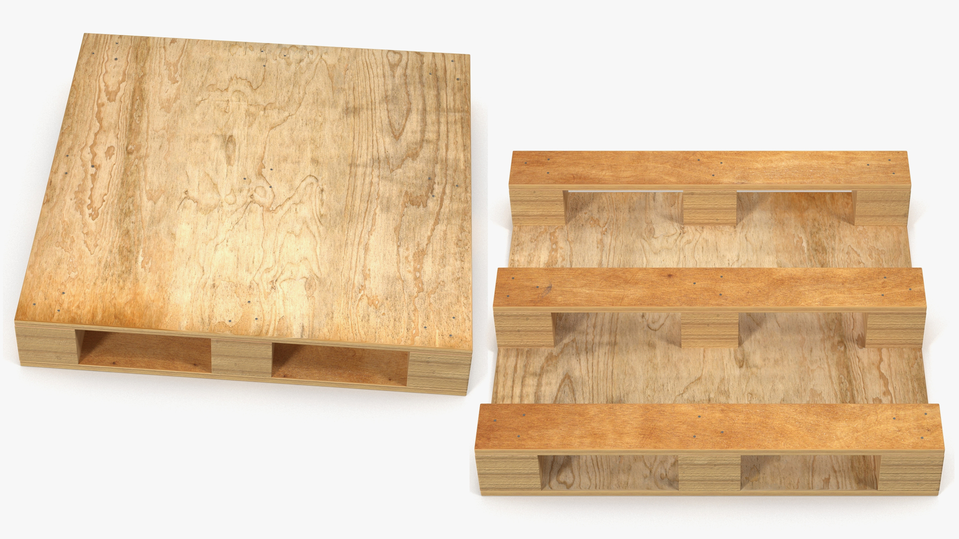 Solid Deck Wooden Pallet 3D model