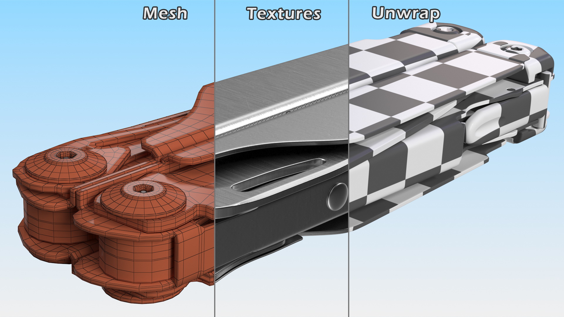 3D Multitool Silver Closed model