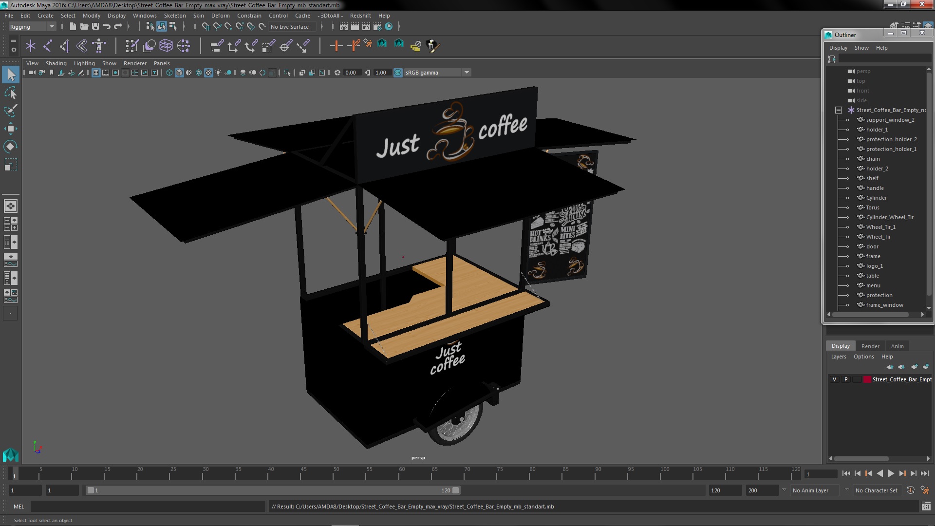 3D Street Coffee Bar Empty model