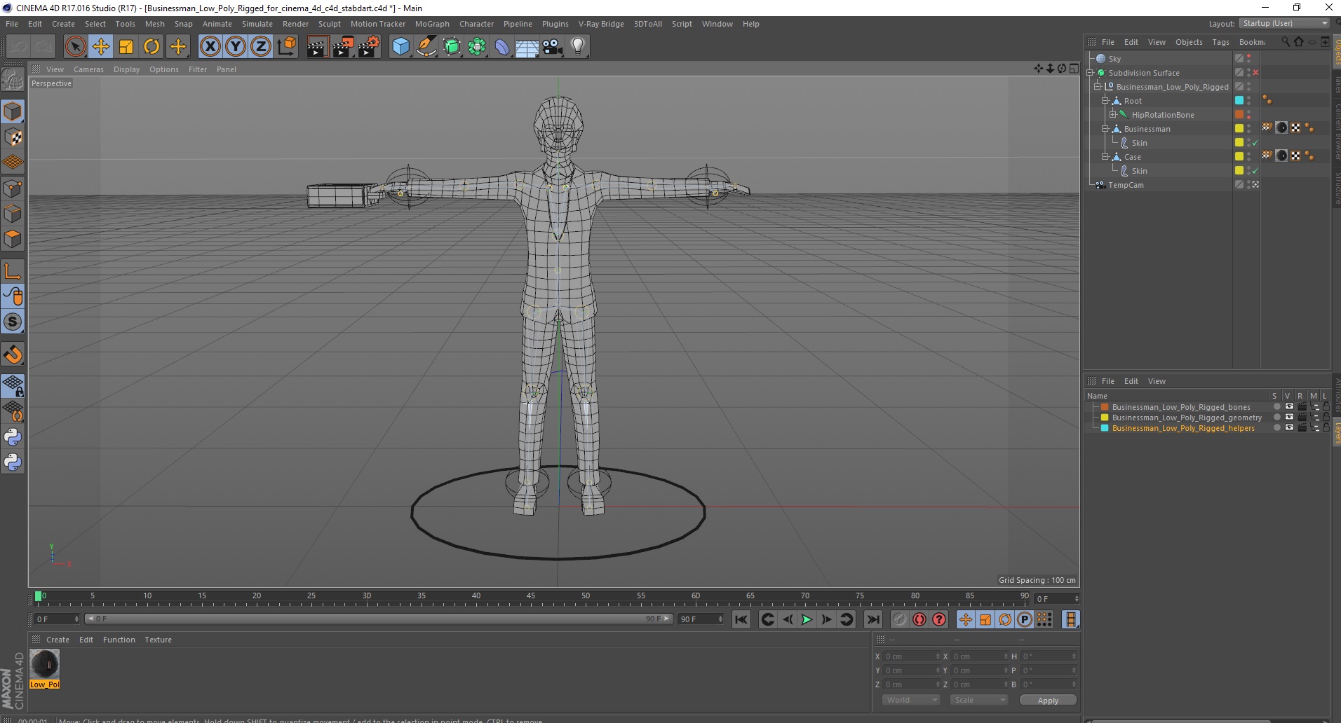 3D Businessman Low Poly Rigged for Cinema 4D