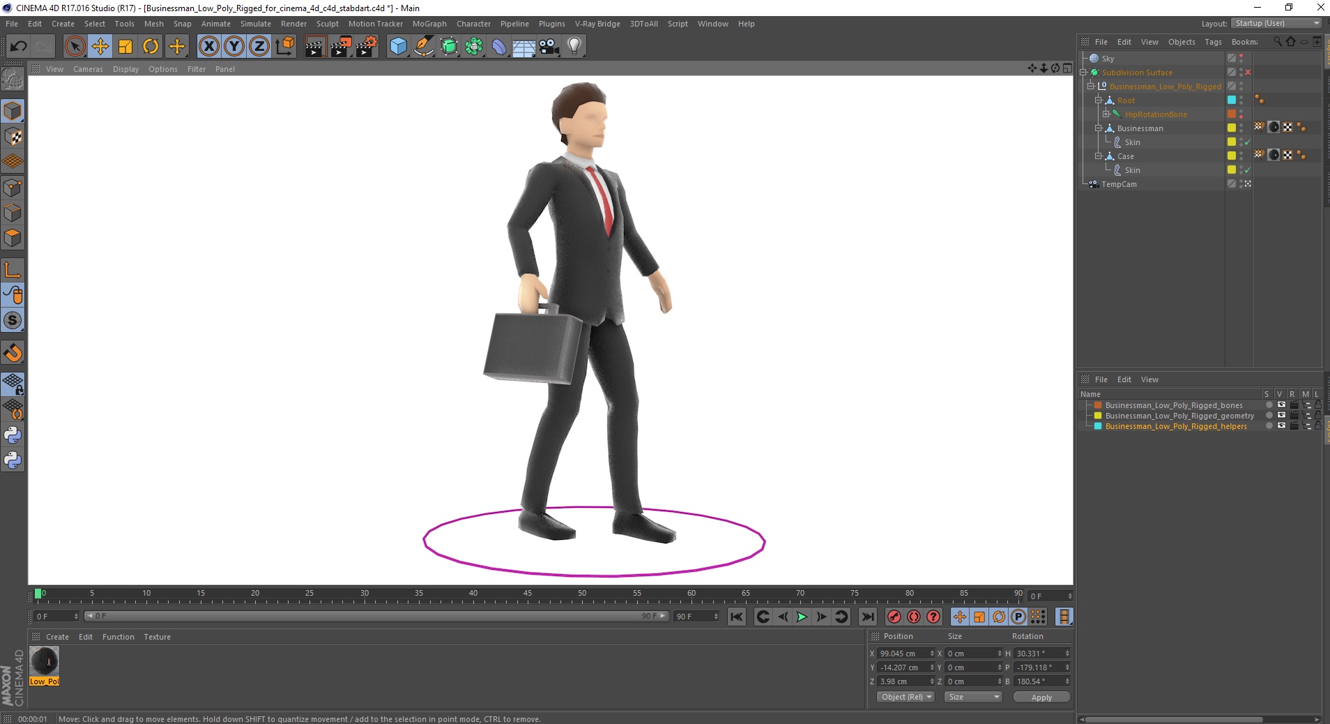 3D Businessman Low Poly Rigged for Cinema 4D