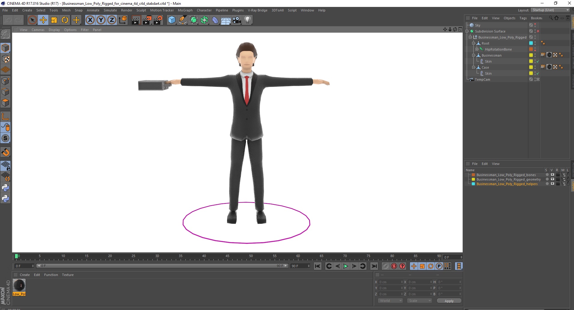 3D Businessman Low Poly Rigged for Cinema 4D