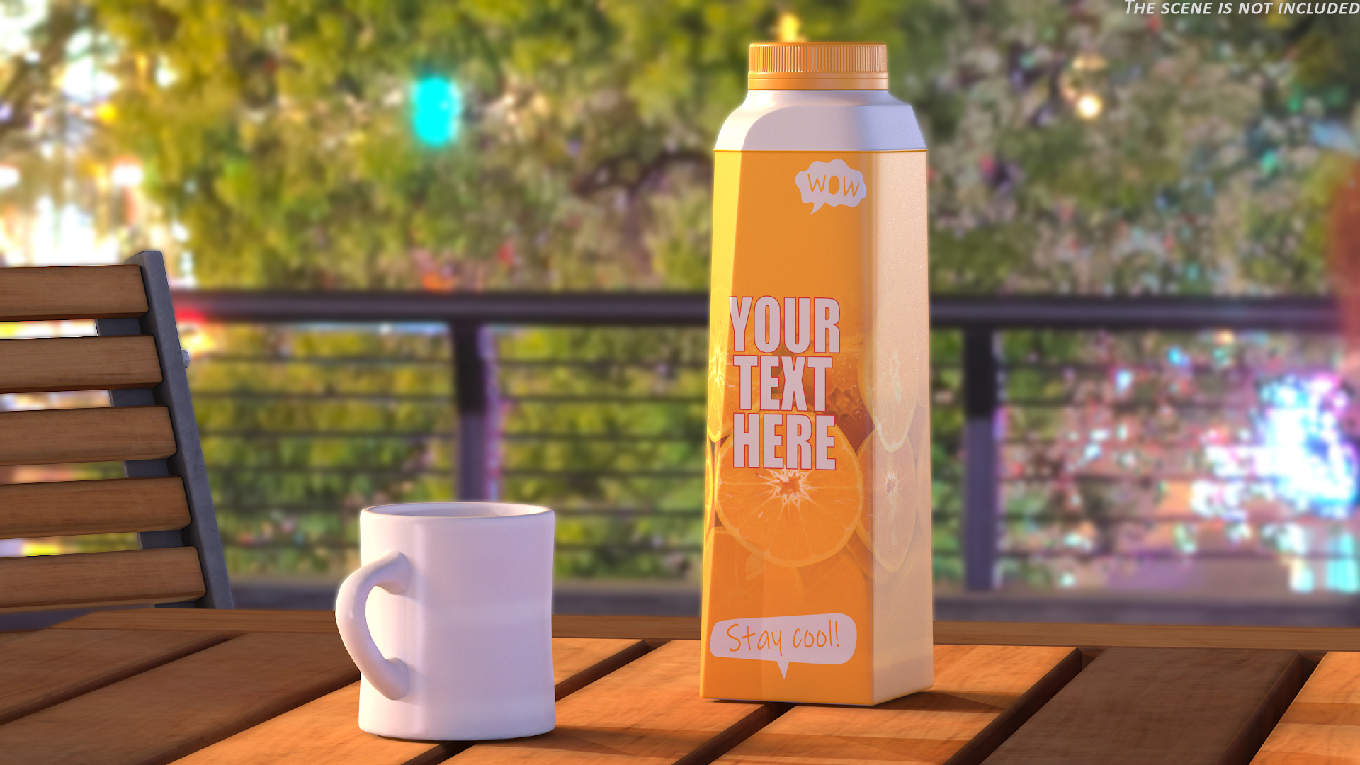 3D model Multilayered Carton Bottle Mockup Orange