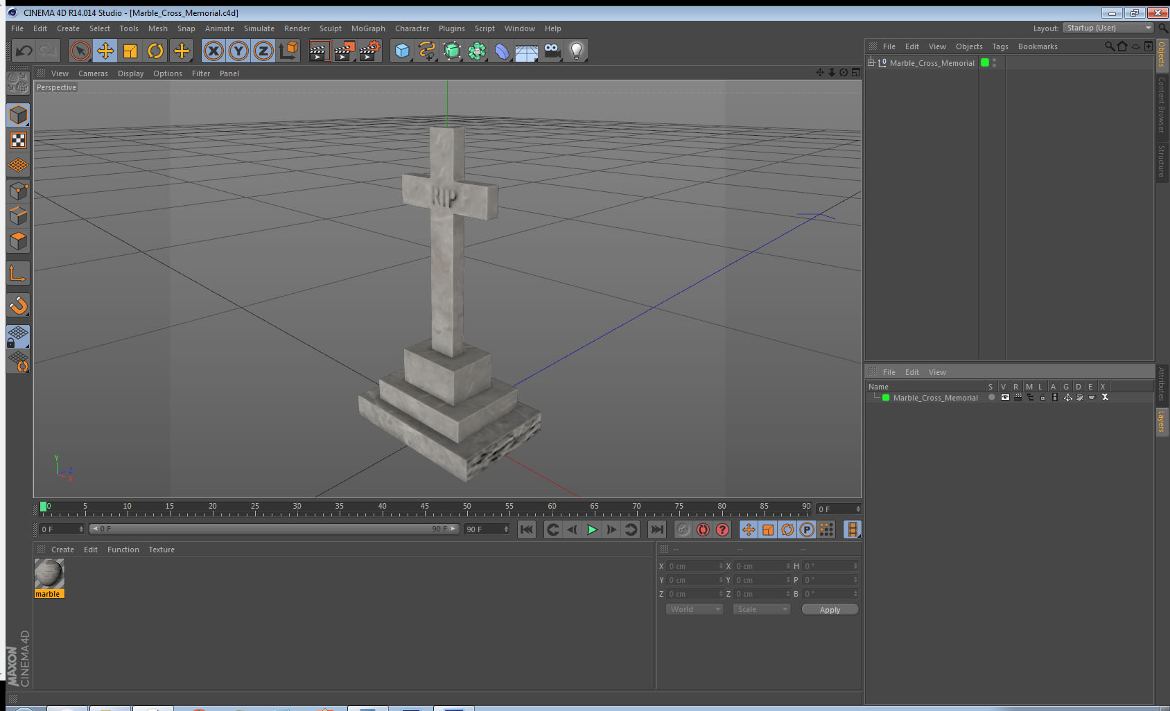 3D Marble Cross Memorial