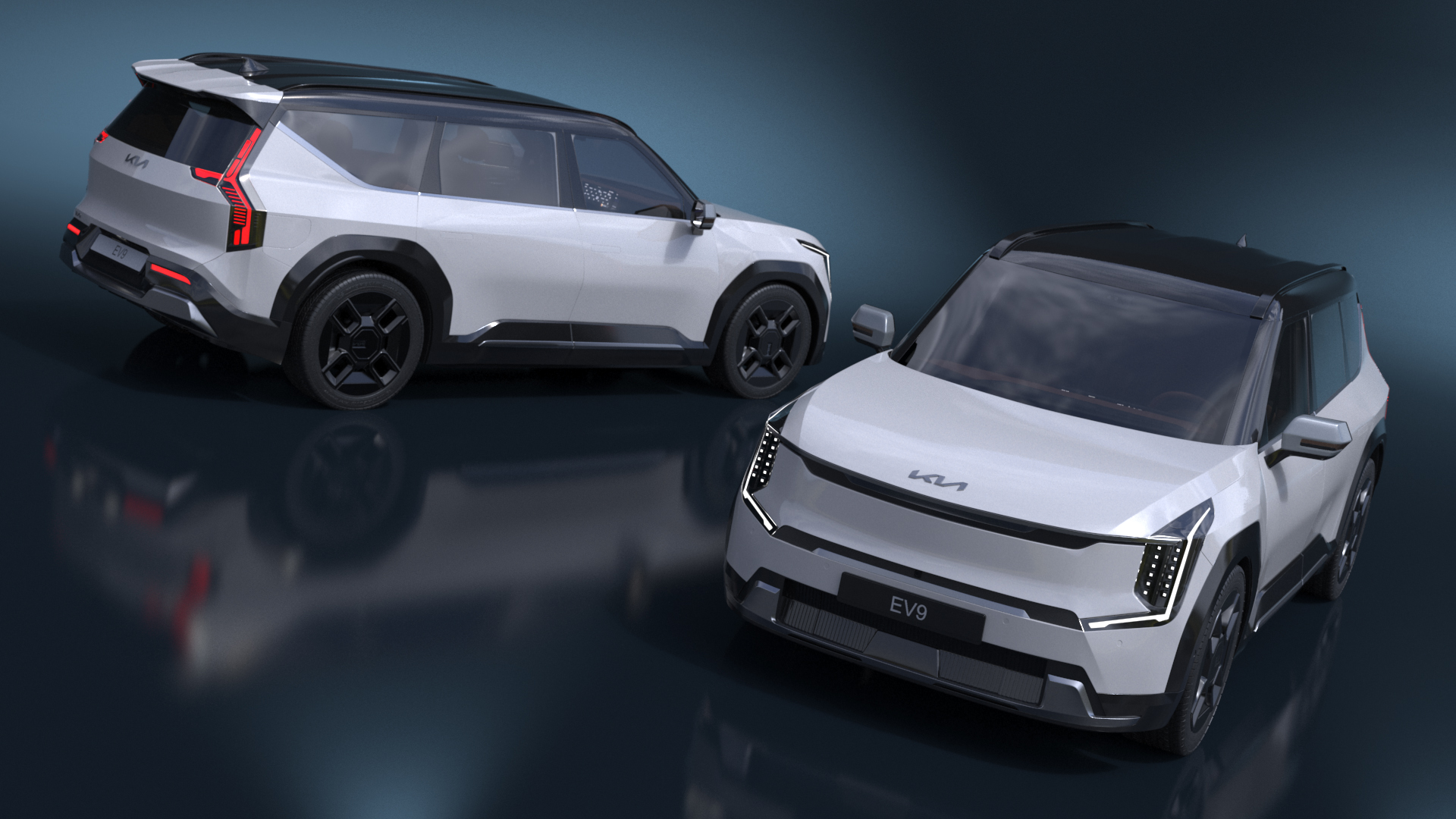 3D model KIA EV9 Luxury Electric SUV Black and White Rigged