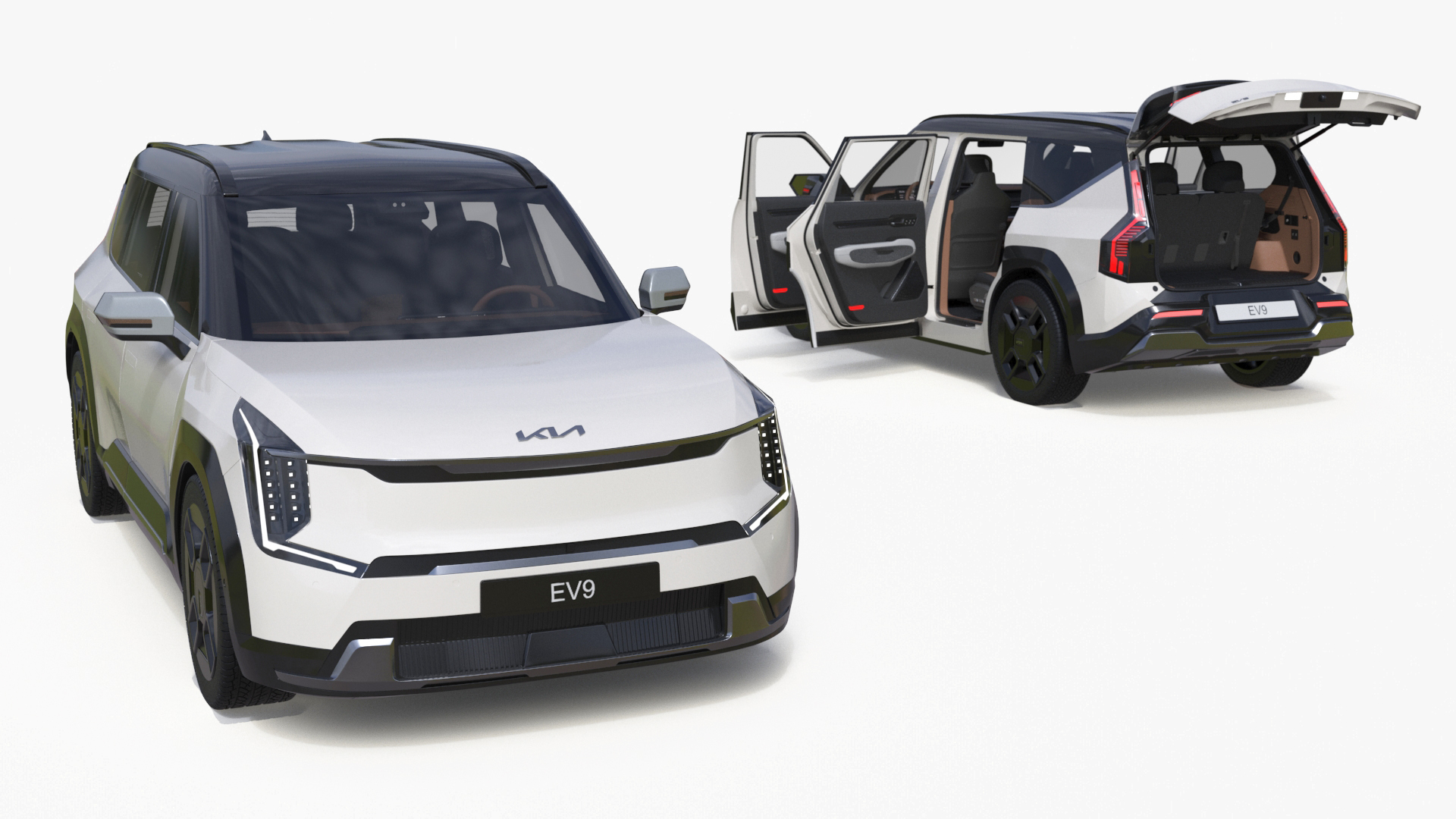 3D model KIA EV9 Luxury Electric SUV Black and White Rigged