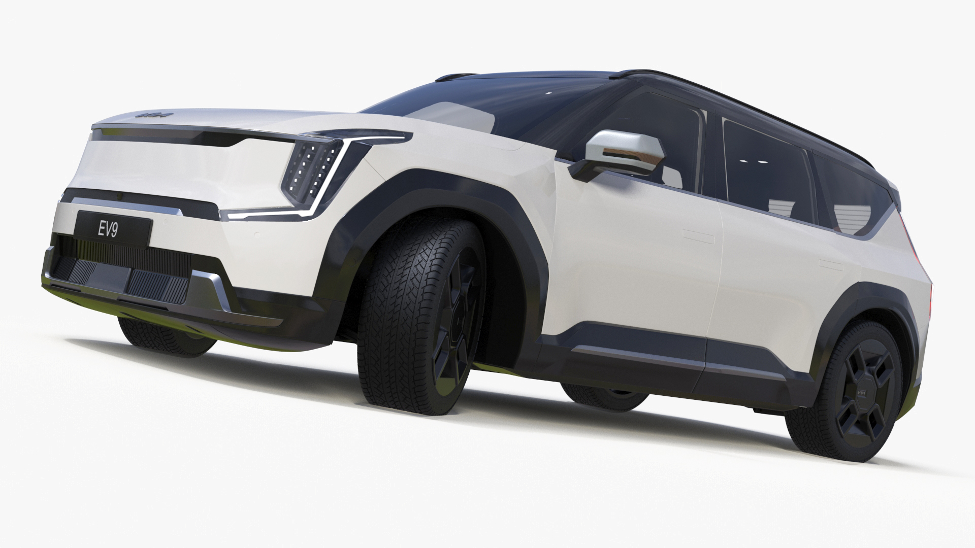 3D model KIA EV9 Luxury Electric SUV Black and White Rigged