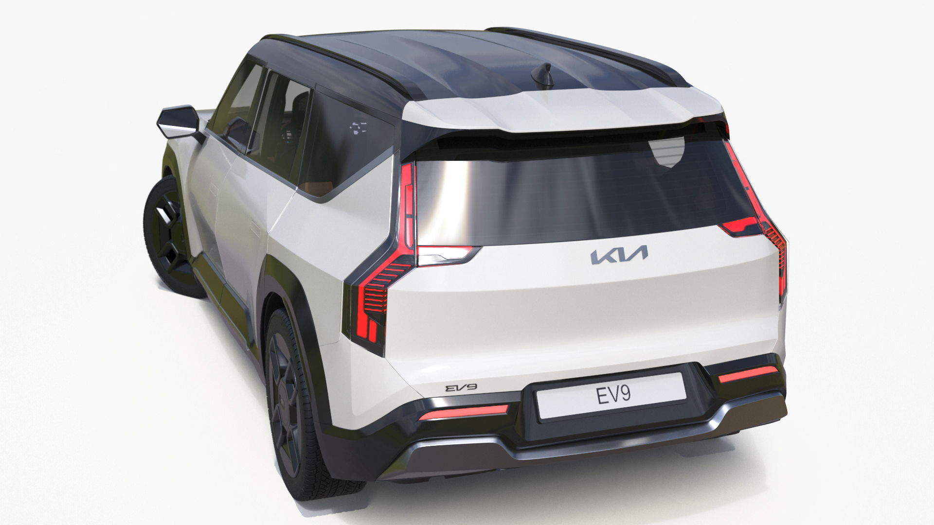 3D model KIA EV9 Luxury Electric SUV Black and White Rigged