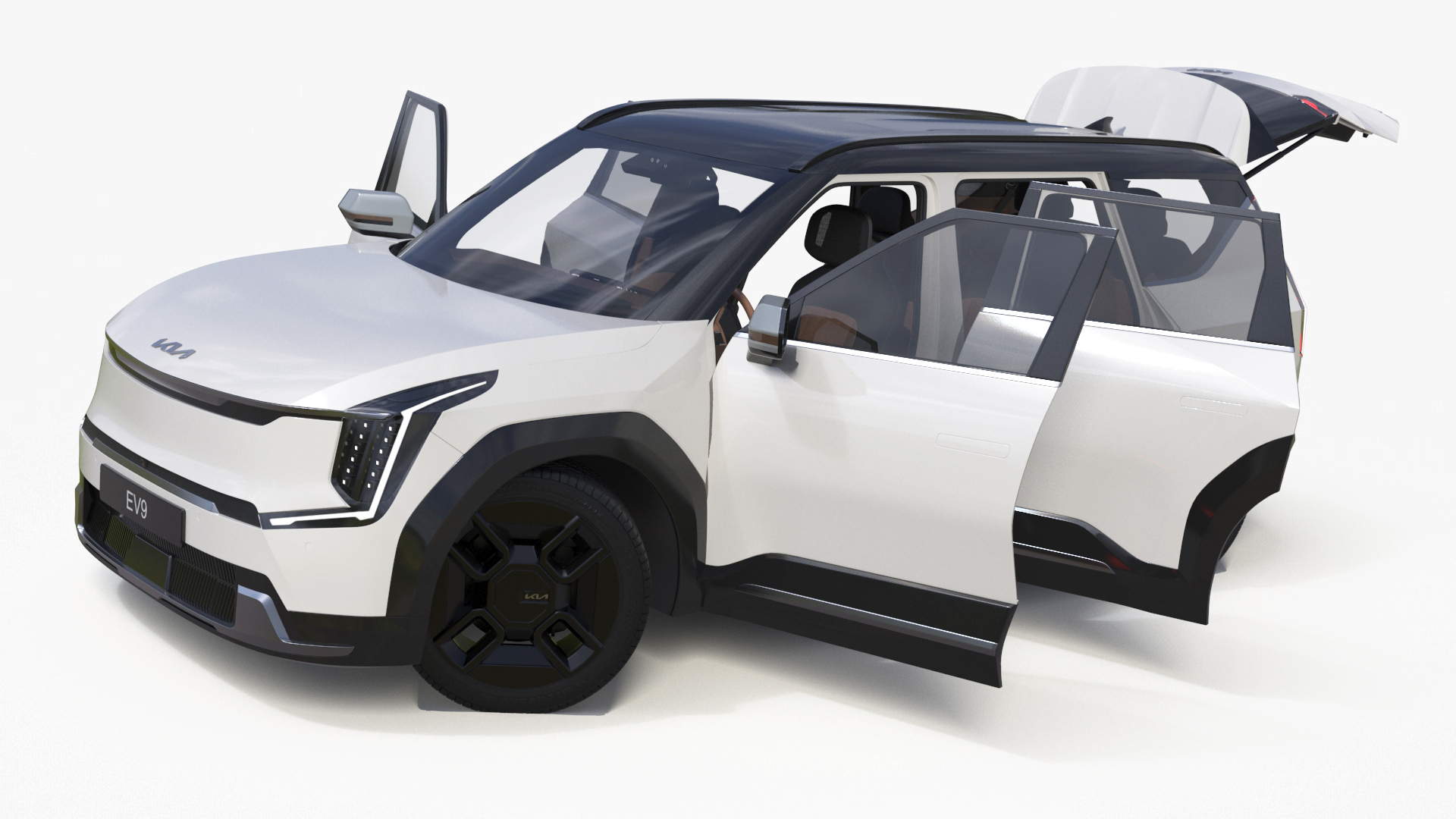 3D model KIA EV9 Luxury Electric SUV Black and White Rigged