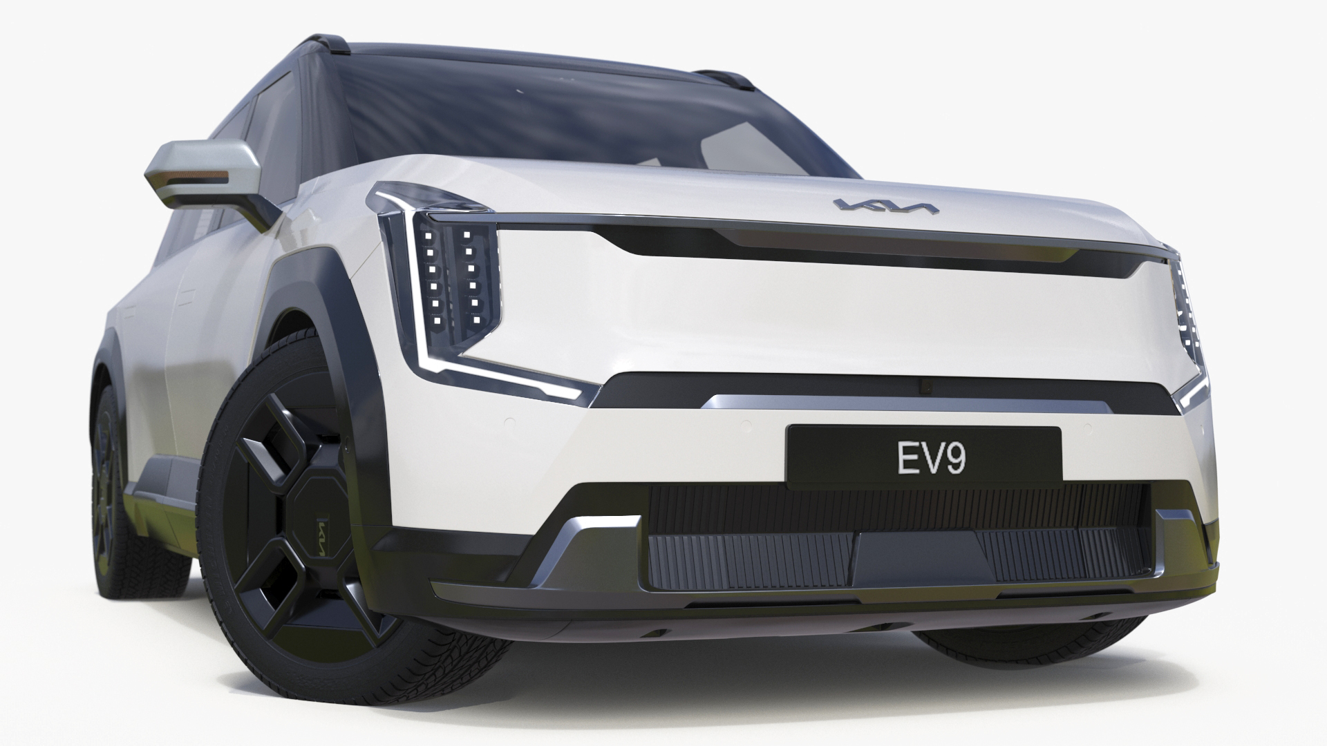 3D model KIA EV9 Luxury Electric SUV Black and White Rigged