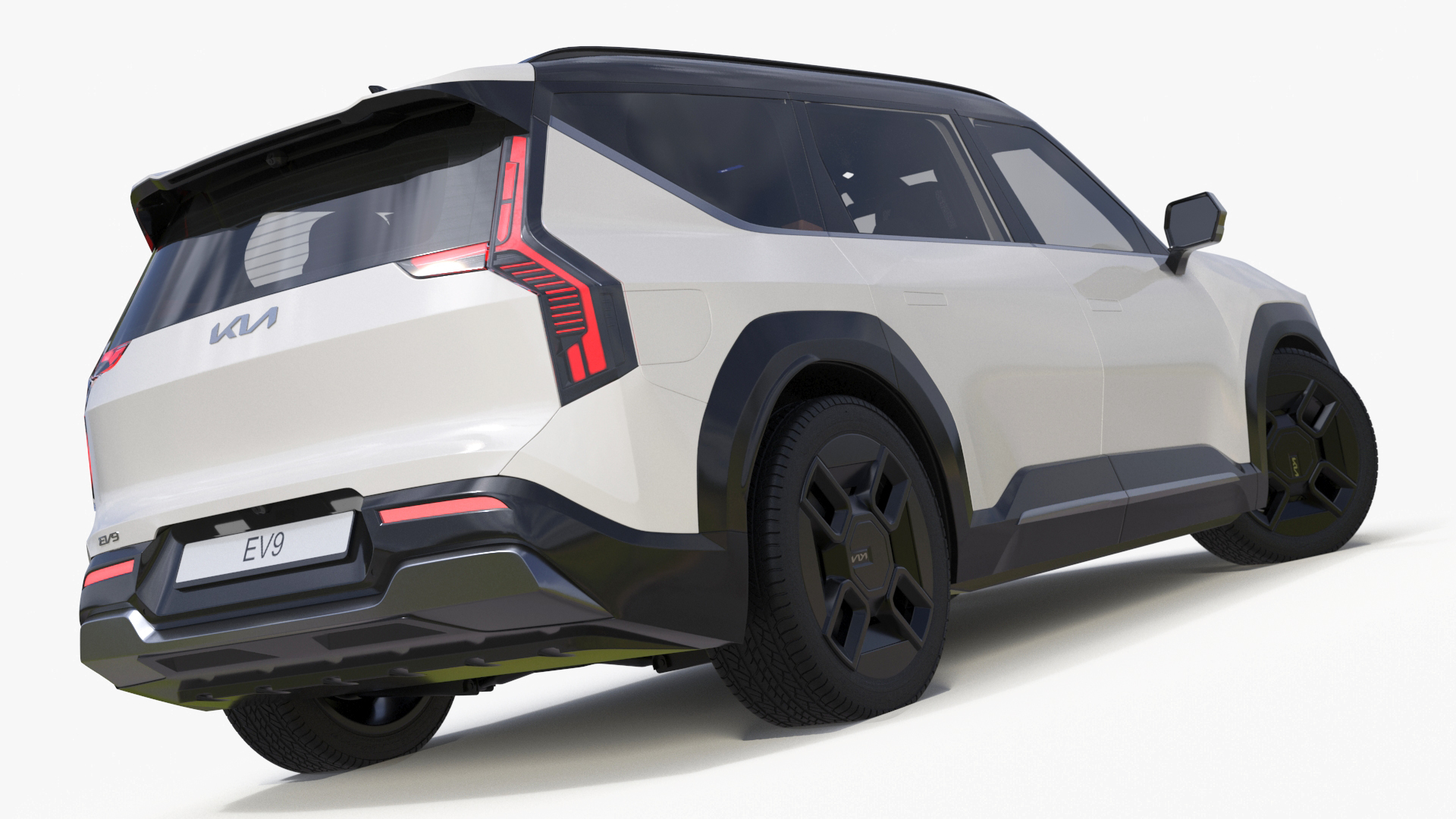 3D model KIA EV9 Luxury Electric SUV Black and White Rigged