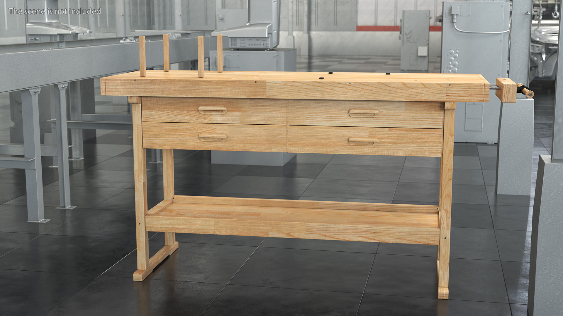 3D Hardwood Carpenter Workbench model