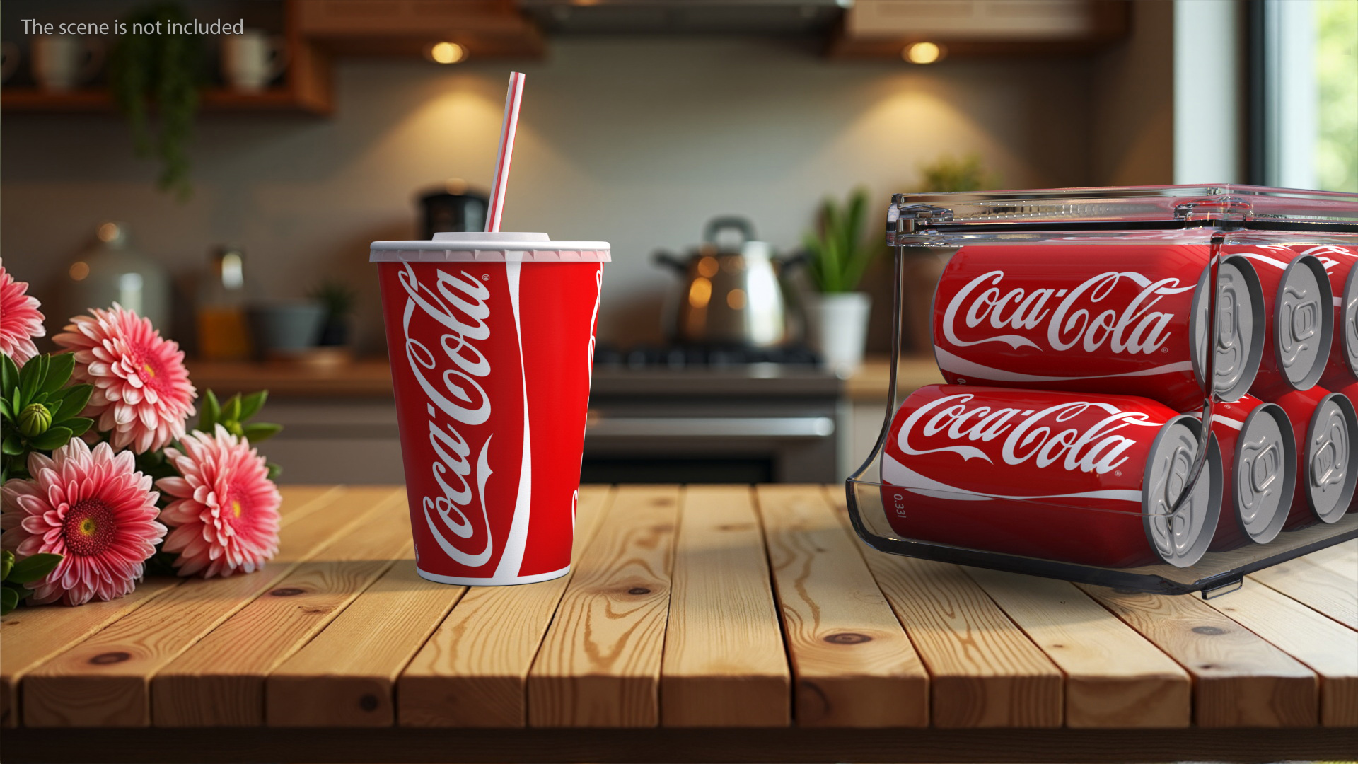 3D Coca-Cola Branded Paper Cup with Straw model