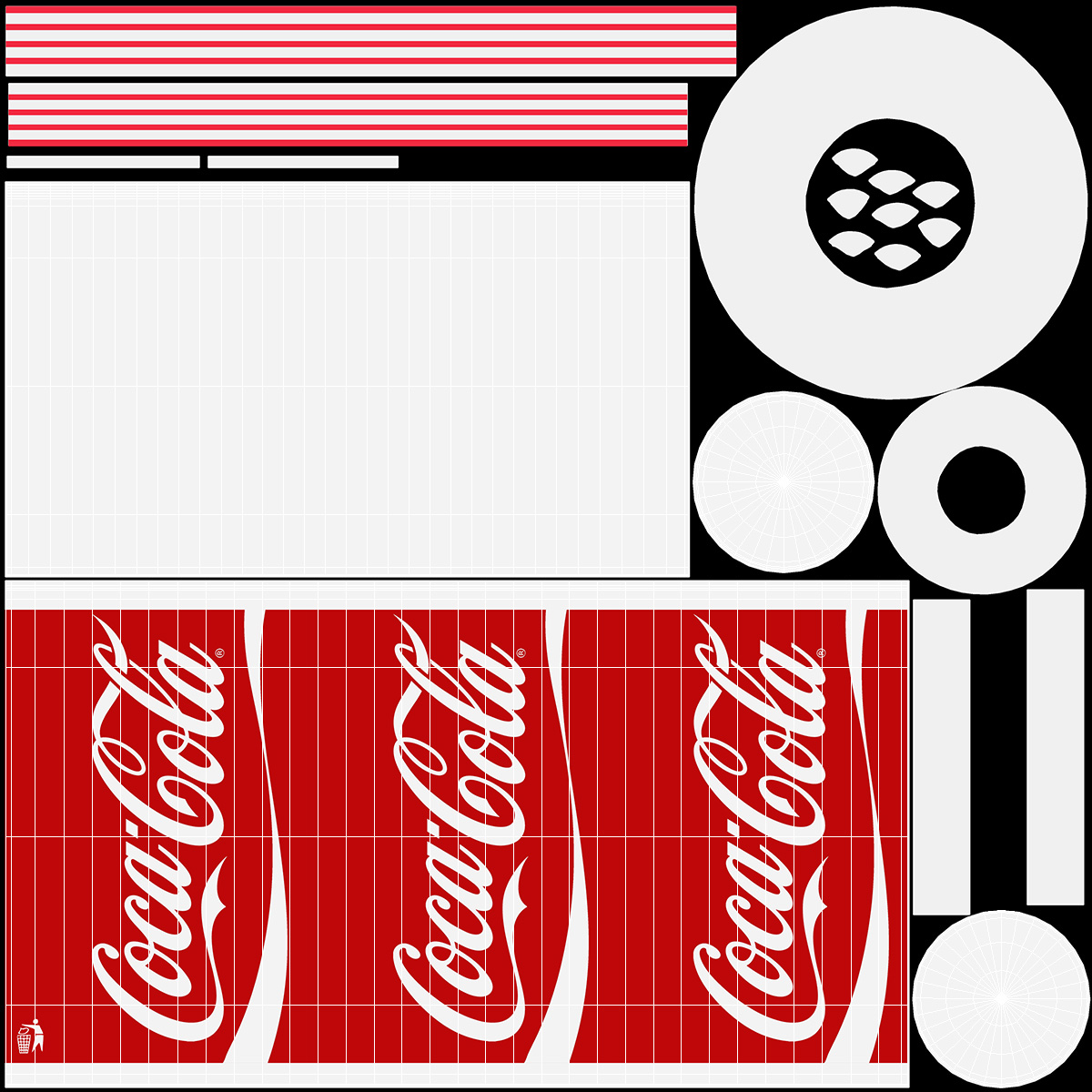 3D Coca-Cola Branded Paper Cup with Straw model