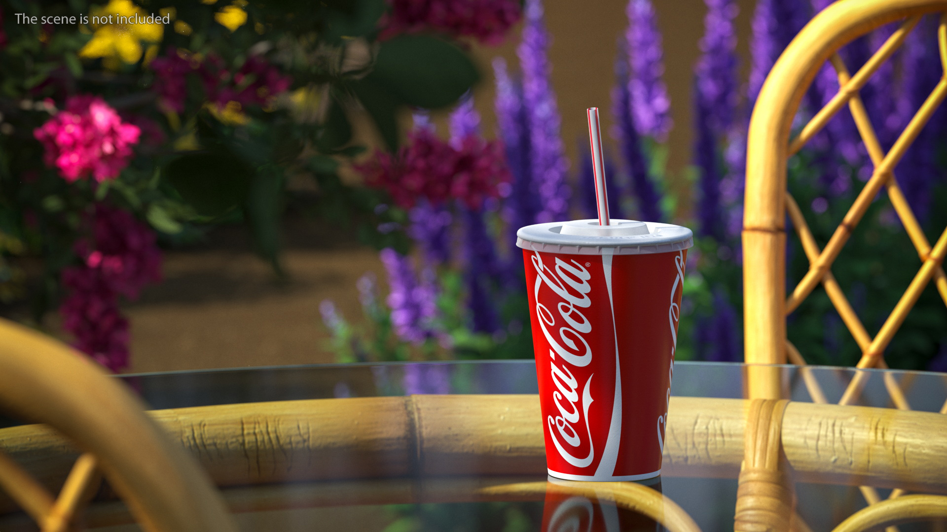 3D Coca-Cola Branded Paper Cup with Straw model