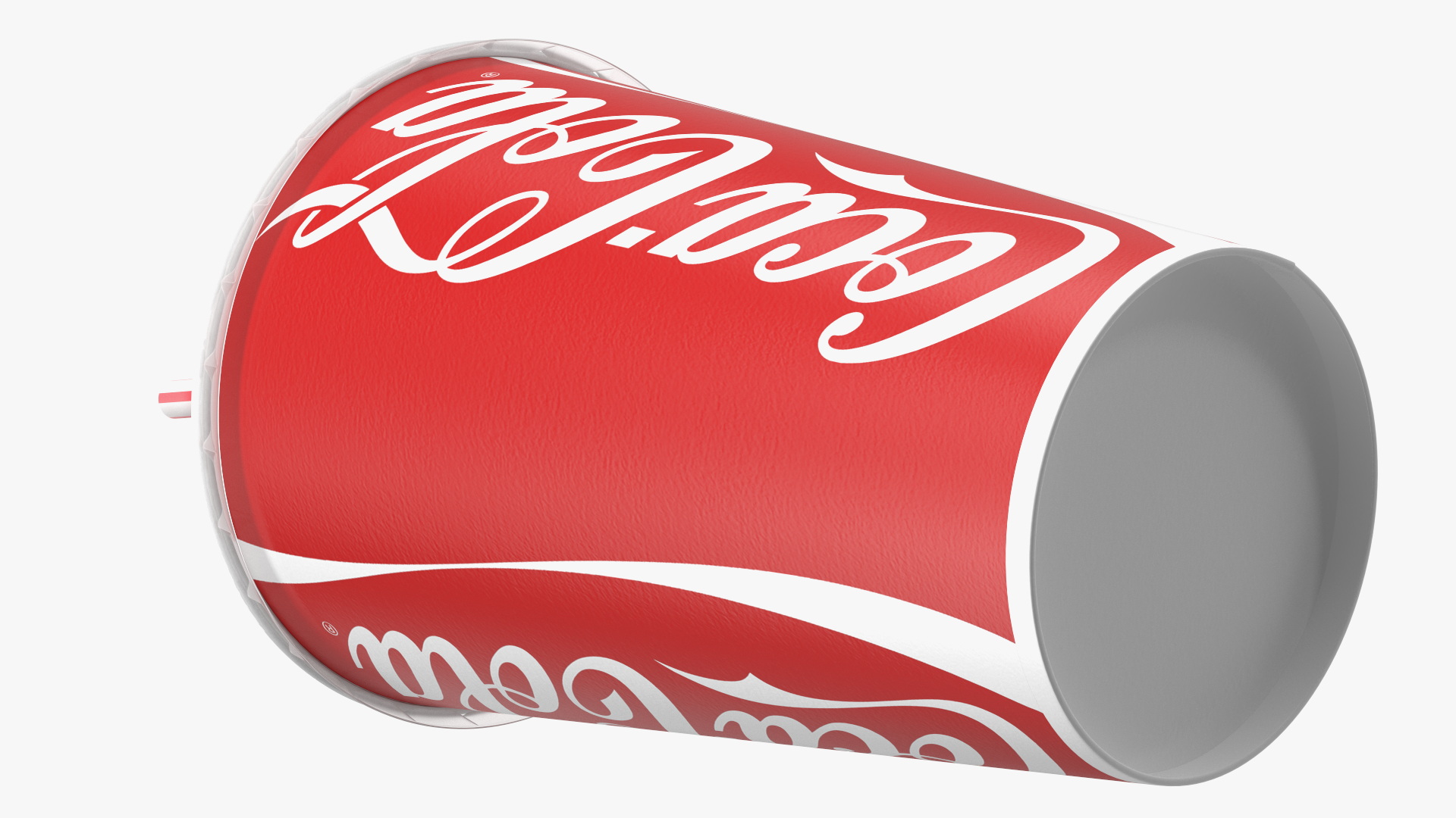 3D Coca-Cola Branded Paper Cup with Straw model