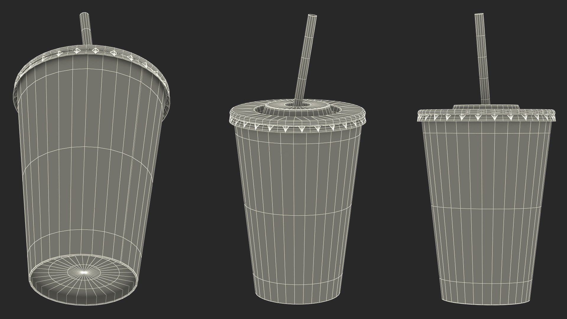 3D Coca-Cola Branded Paper Cup with Straw model