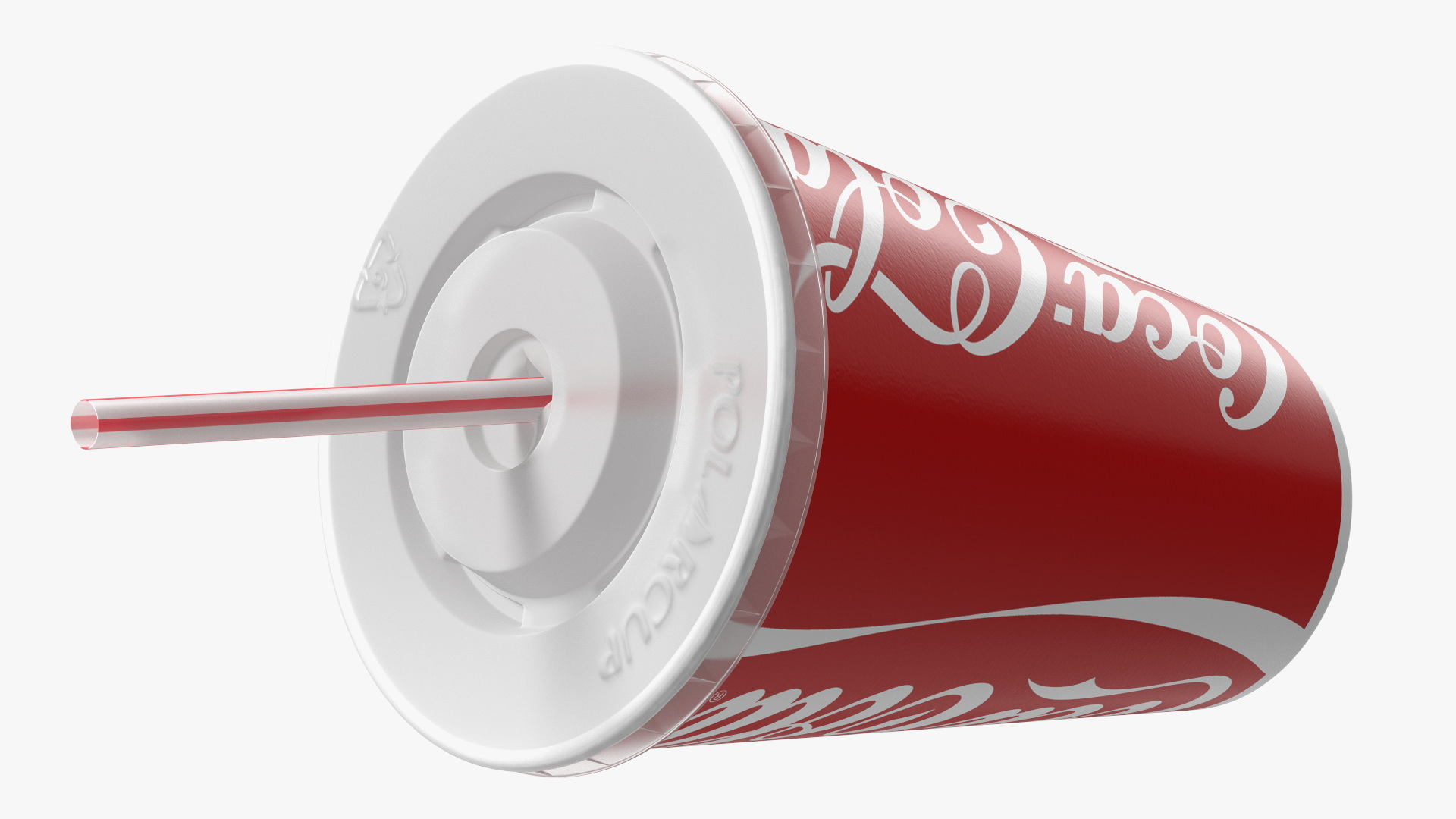 3D Coca-Cola Branded Paper Cup with Straw model