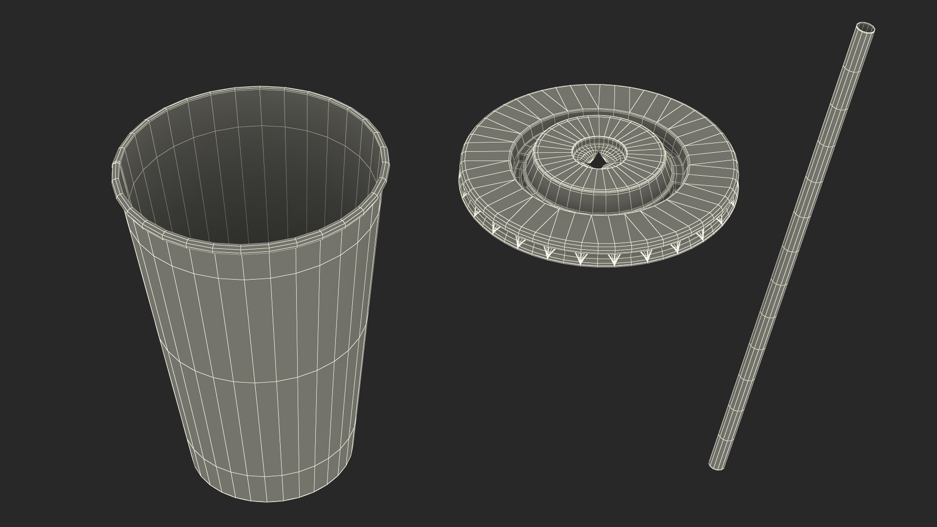 3D Coca-Cola Branded Paper Cup with Straw model