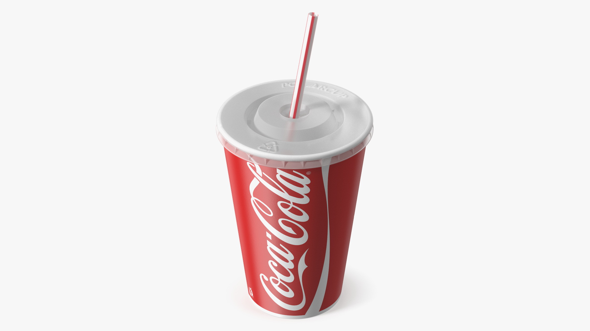 3D Coca-Cola Branded Paper Cup with Straw model