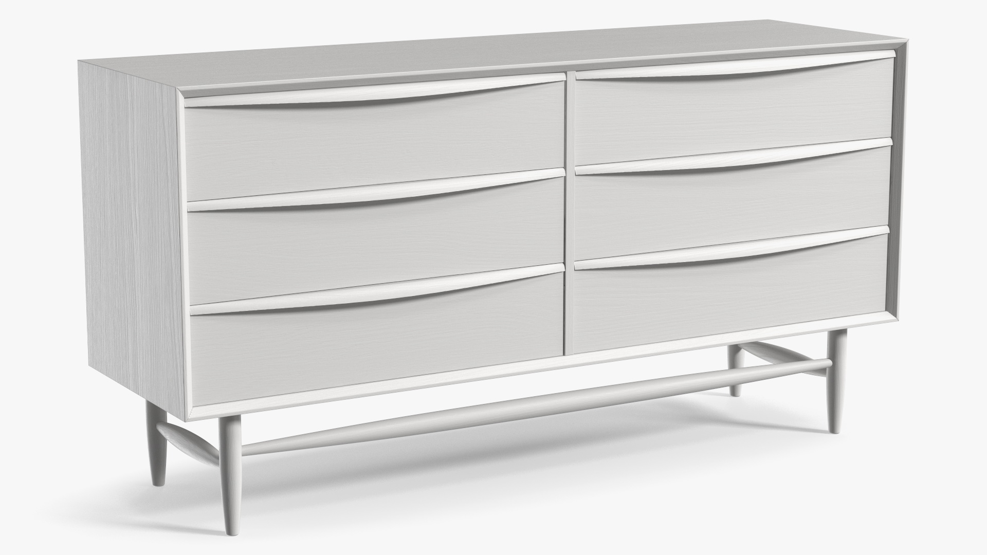 Mid Century Modern Dresser White 3D