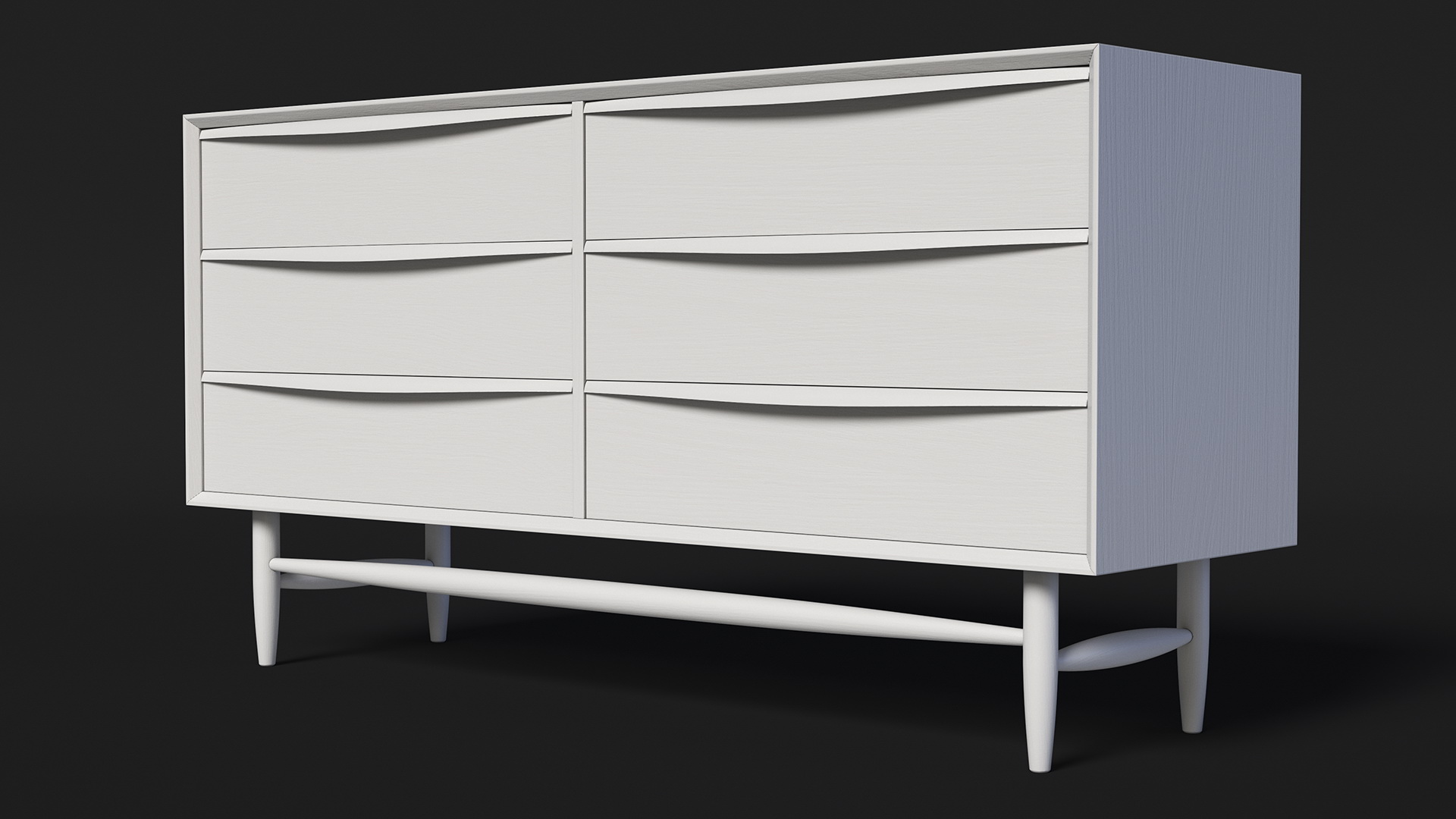 Mid Century Modern Dresser White 3D